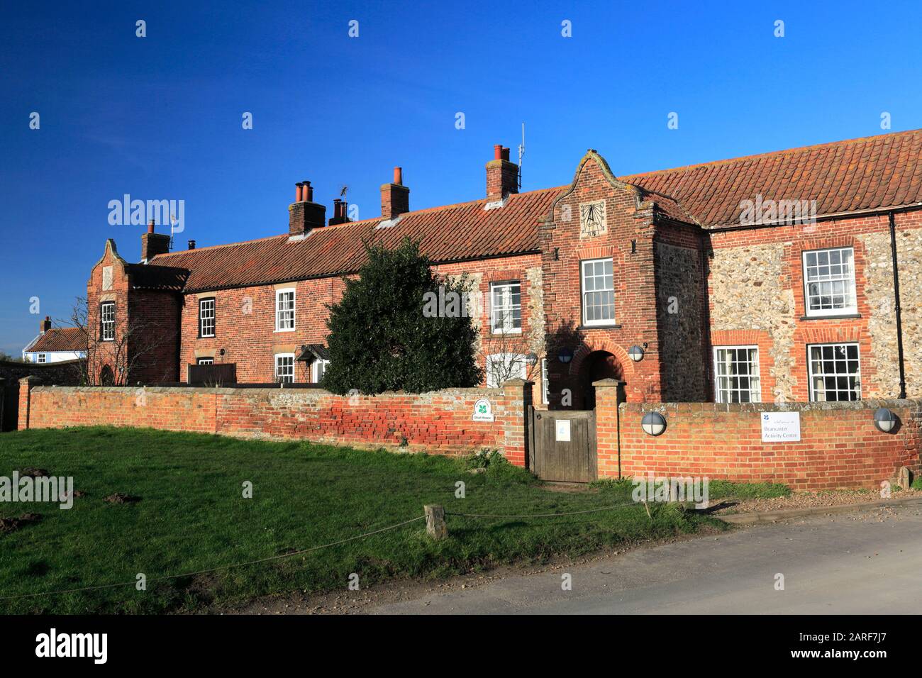 View over Dial House, the National Trust outdoor activity Centre, Brancaster Staithe, North Norfolk, England, UK Stock Photo