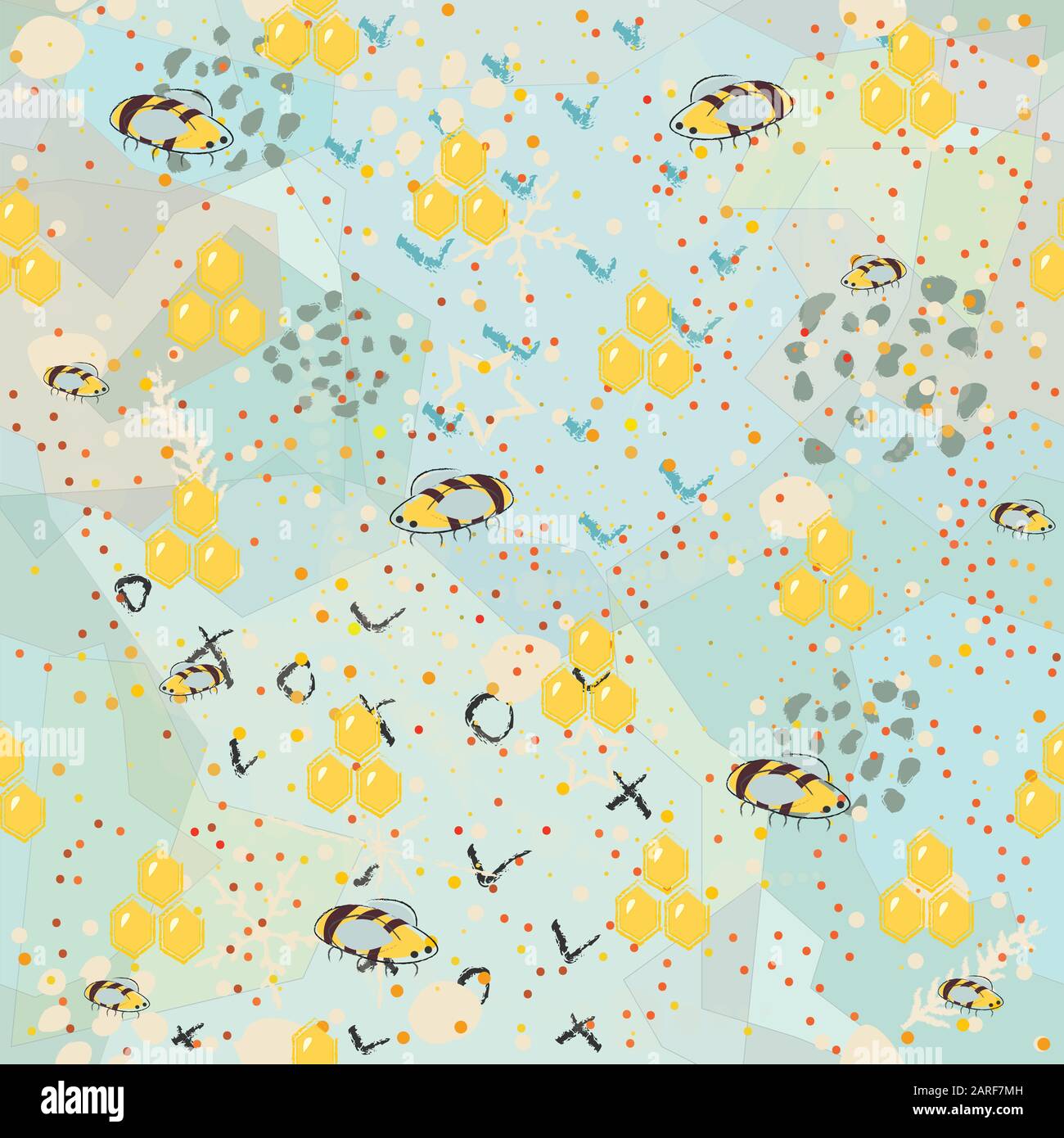 Seamless Pattern with Honey. Scandinavian Style. Stock Vector