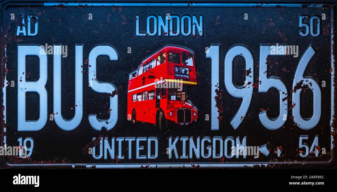 London red bus United Kingdom 1956 license plate tin sign home decor US SELLER 