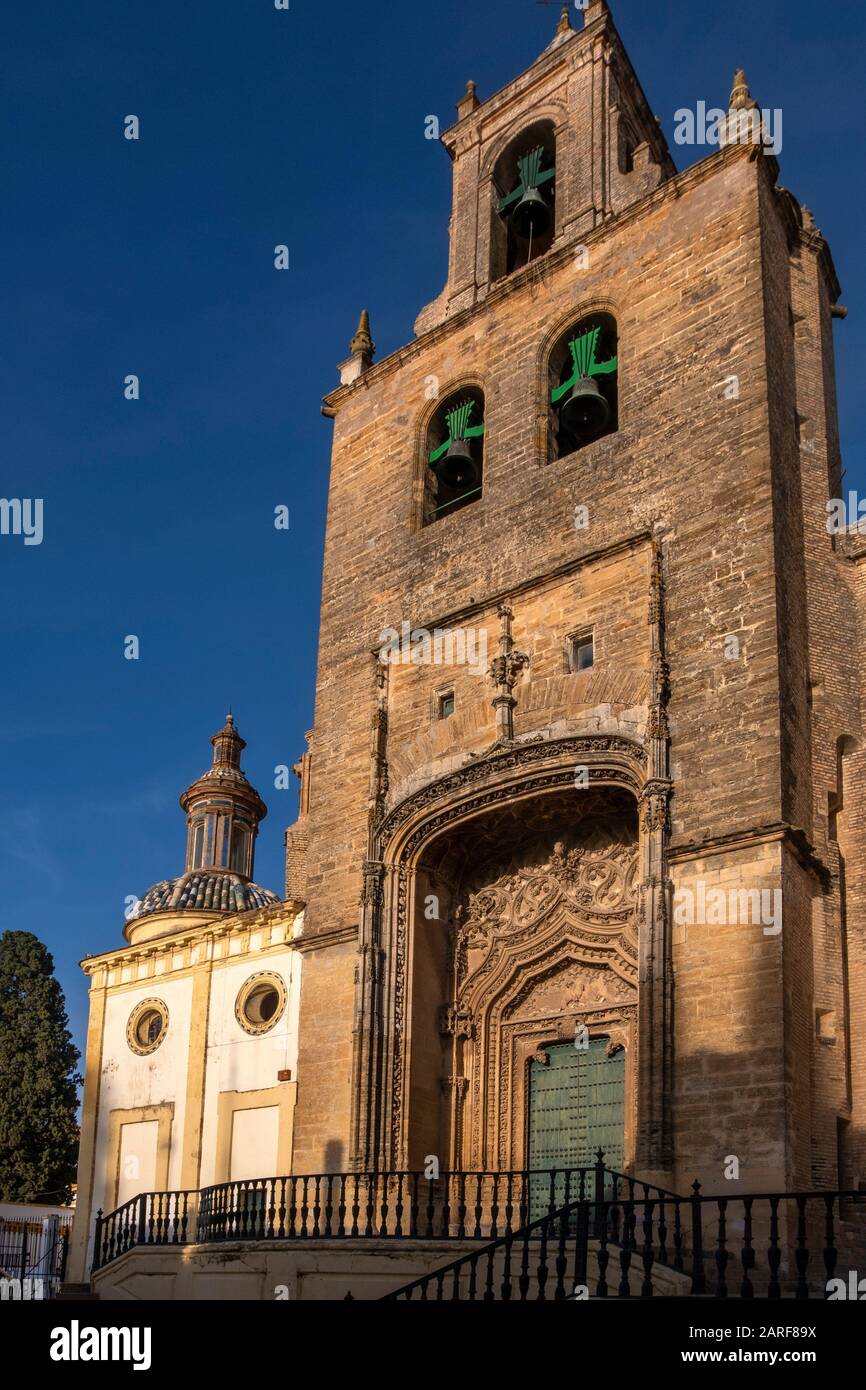 Spain, Andalusia, Seville, Utrera: santiago church. The town is of great historical interest. It was occupied by Muslims in the 8th century and was Stock Photo
