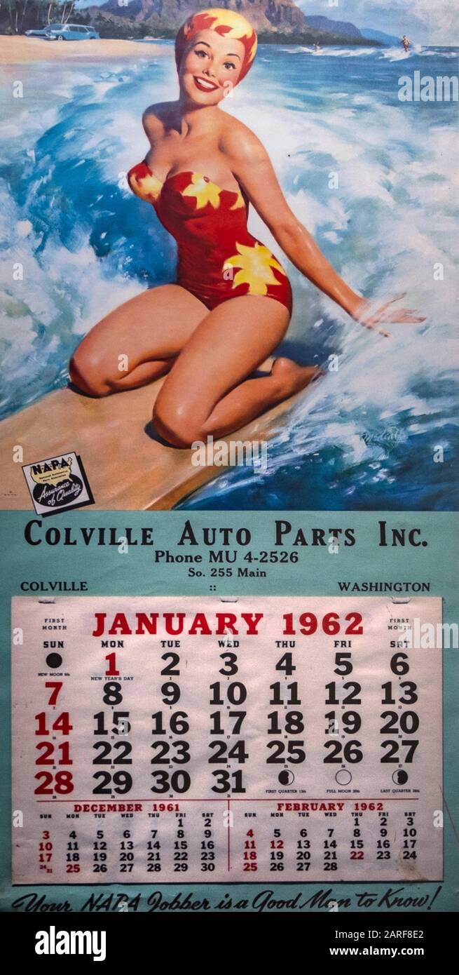 USA, Calendar 1962 Stock Photo