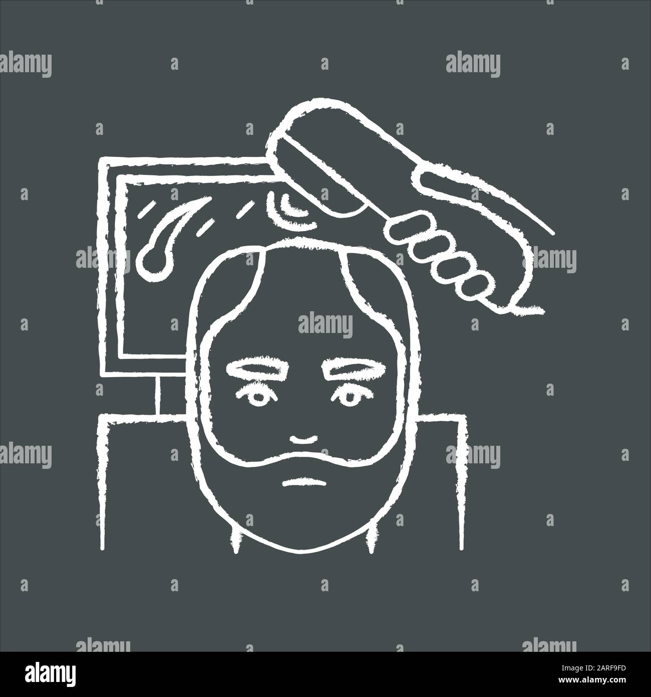 Trichoscopy Chalk White Icon On Black Background Scalp And Hair