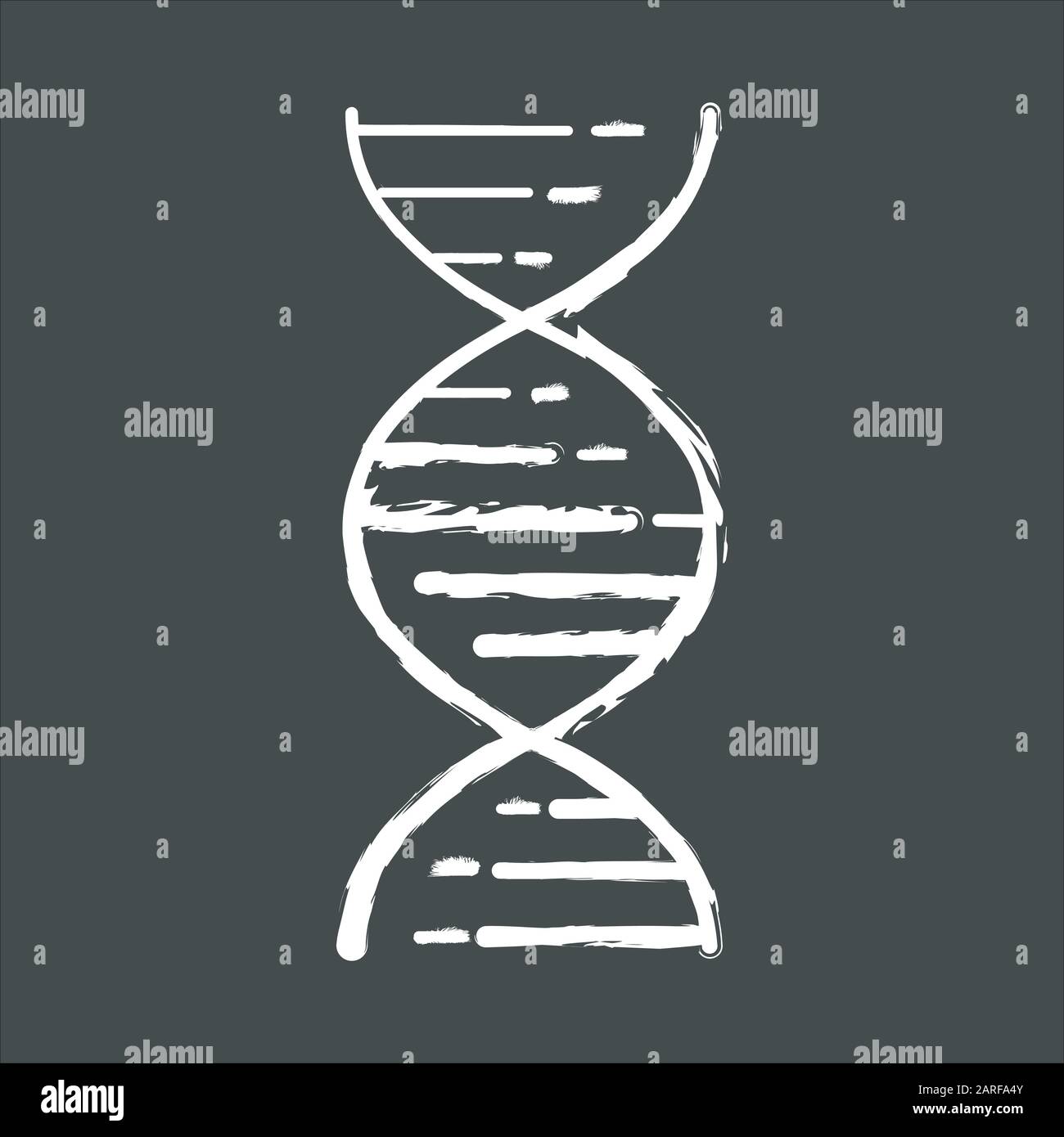 DNA double helix chalk icon. Deoxyribonucleic, nucleic acid structure. Spiraling strands. Chromosome. Molecular biology. Genetic code. Genome. Genetic Stock Vector