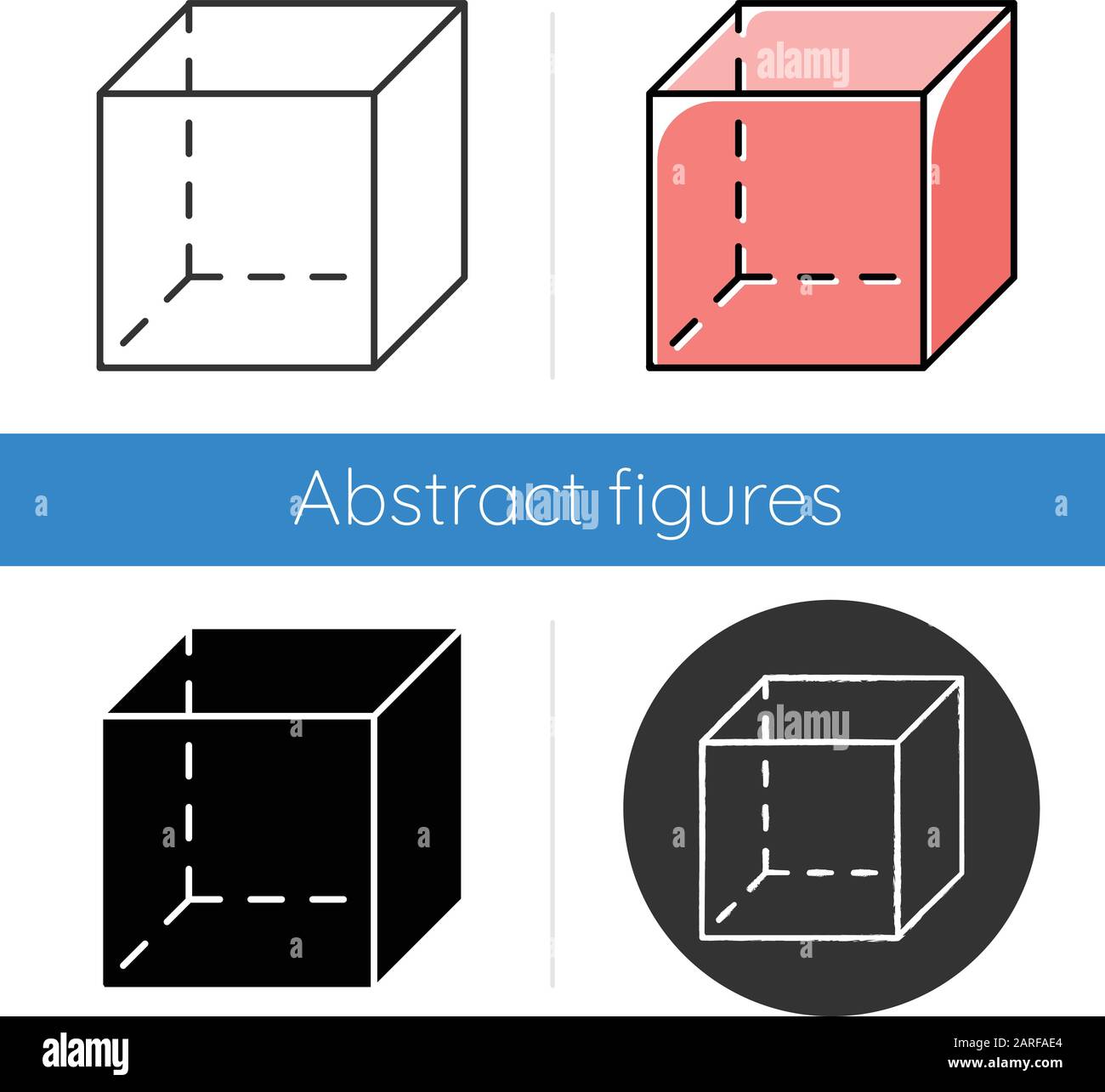 Cube icon. Geometric cut transparent figure. Decorative graphic element ...