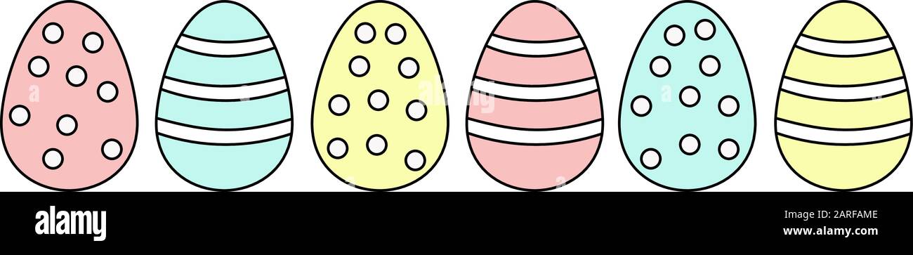 multicolored Easter eggs. Vector. pastel pink blue yellow Stock Vector