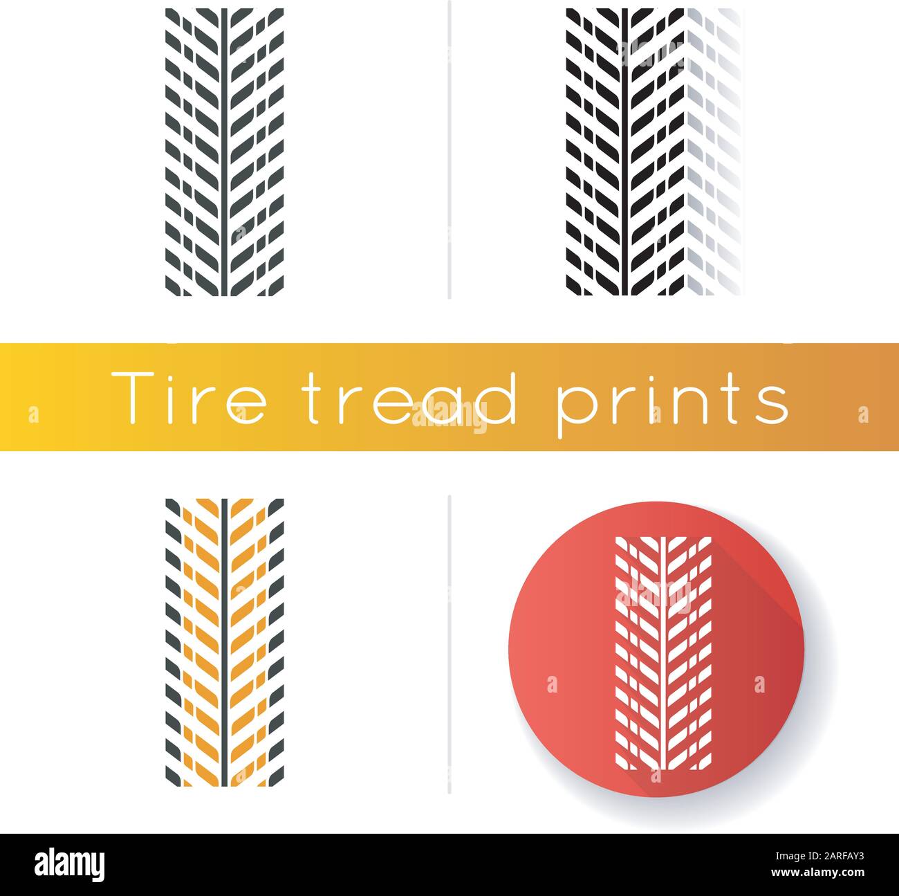 Tire print icon. Detailed automobile, motorcycle tyre marks