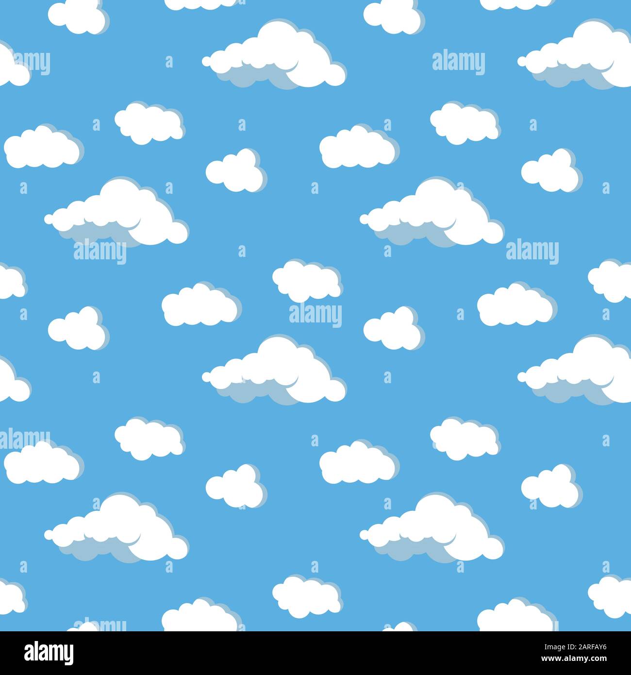 Clouds and sky vector flat design seamless pattern. Stock Vector
