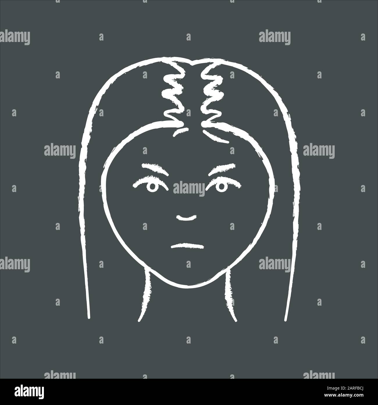 Female Hair Chalk White Icon On Black Background Woman With