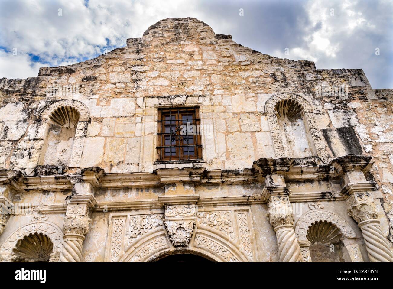 Alamo Mission Facade San Antonio Texas. Site 1836 battle between Texas