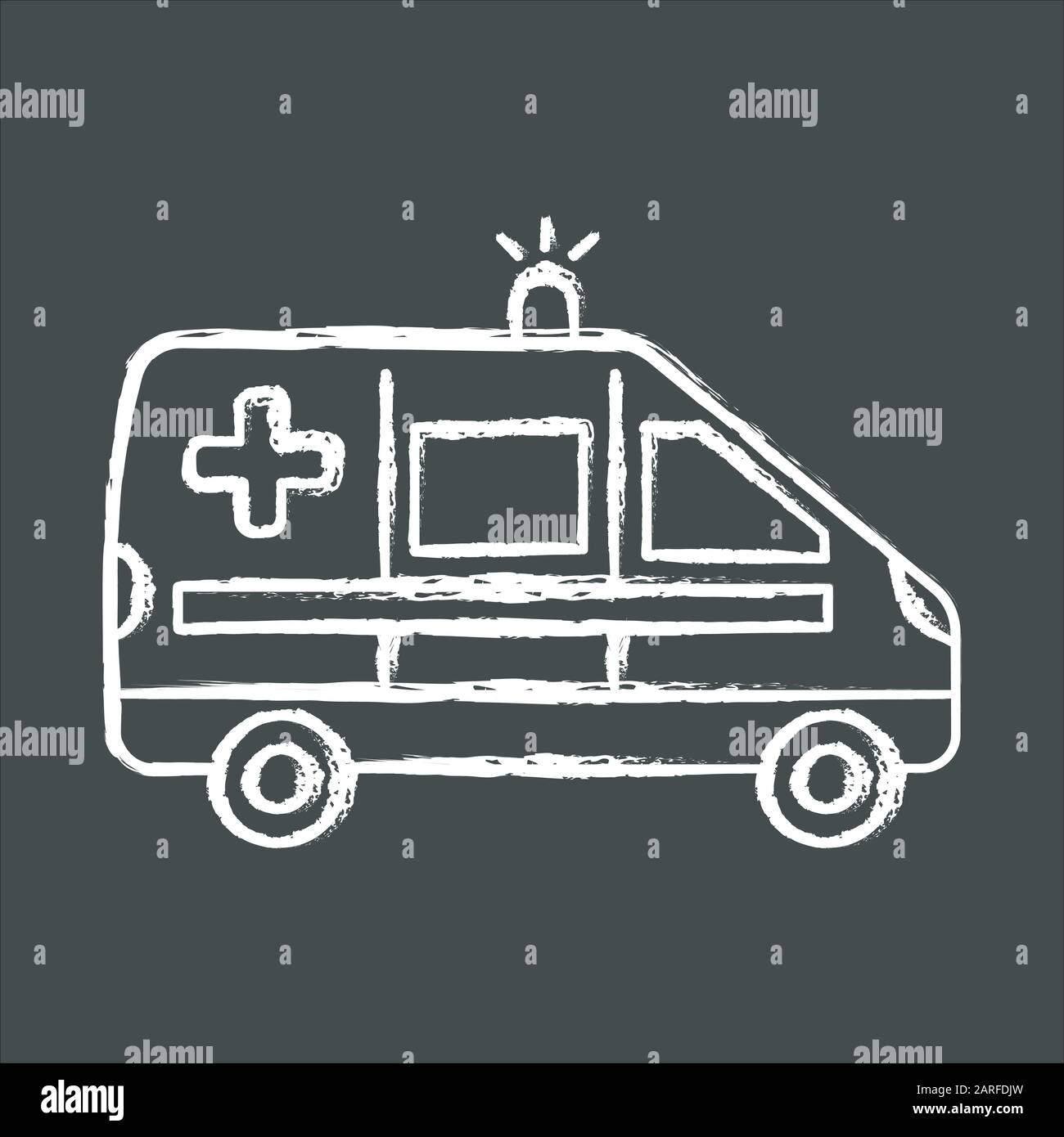 Emergency medical care chalk icon. Ambulance. Urgent patient