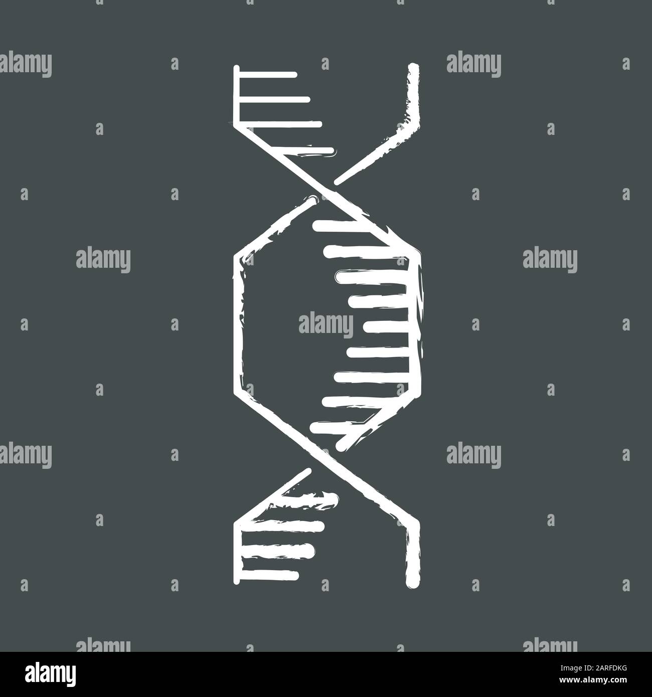 Hexagonal DNA helix chalk icon. Deoxyribonucleic, nucleic acid structure. Spiraling strands. Chromosome. Molecular biology. Genetic code. Genome. Gene Stock Vector