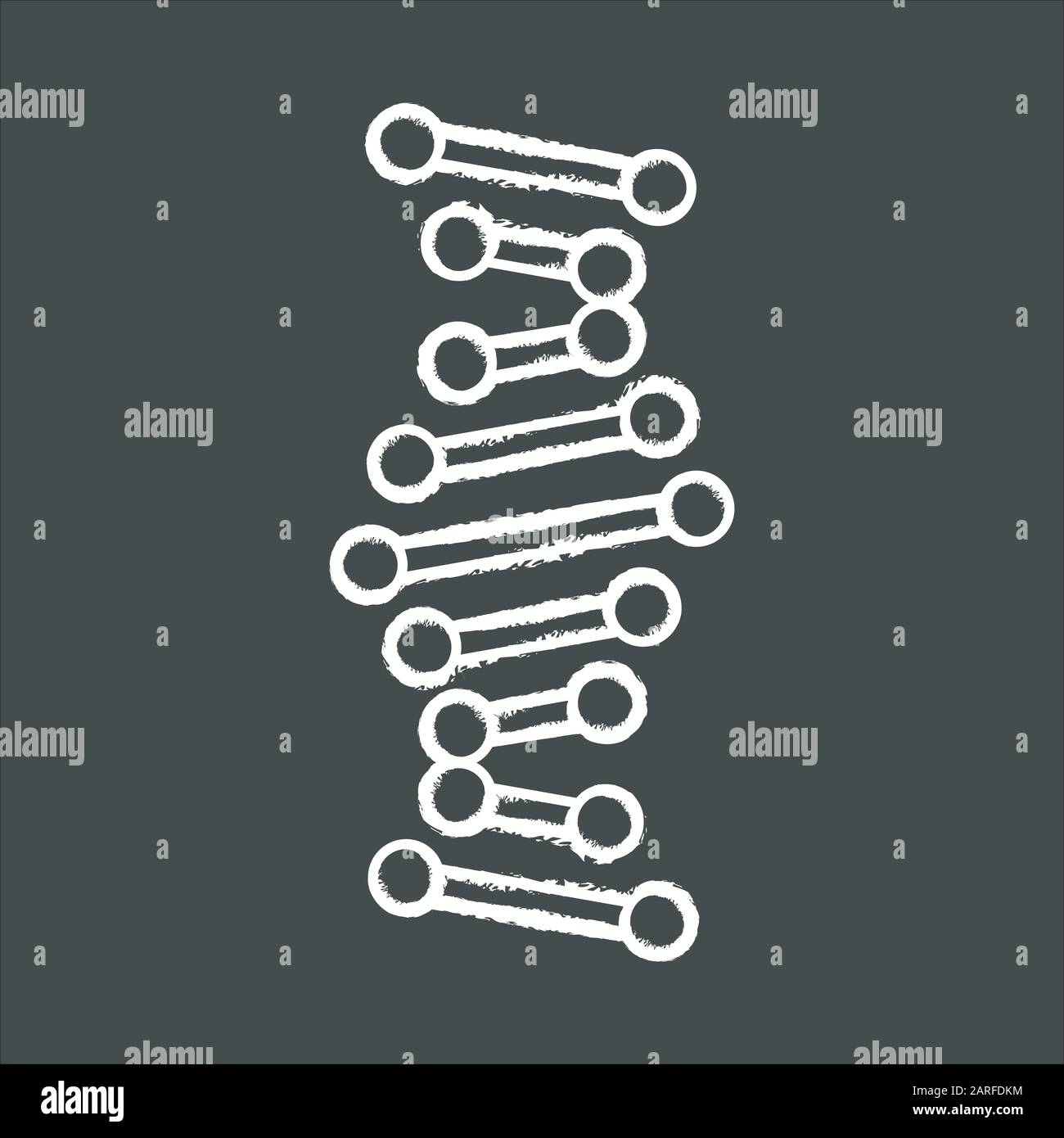 DNA helix chalk icon. Connected dots, lines. Deoxyribonucleic, nucleic acid structure. Spiral strand. Chromosome. Molecular biology. Genetic code. Gen Stock Vector