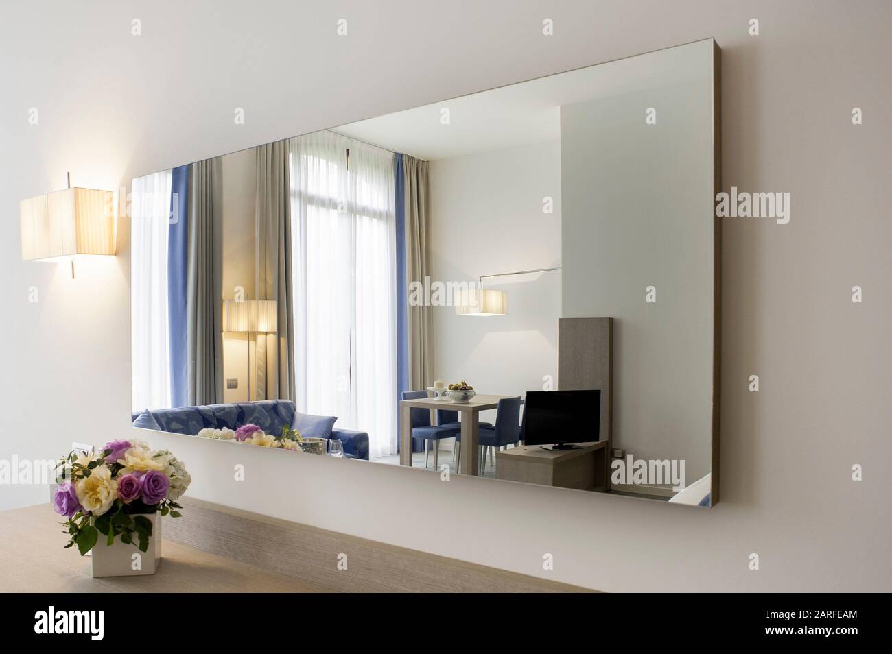 Mirror in hotel room Stock Photo Alamy