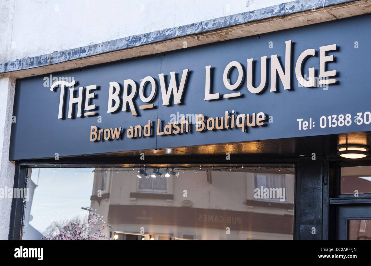 The Brow Lounge, a Brow and Lash boutique in Bishop Auckland,England,UK. Stock Photo