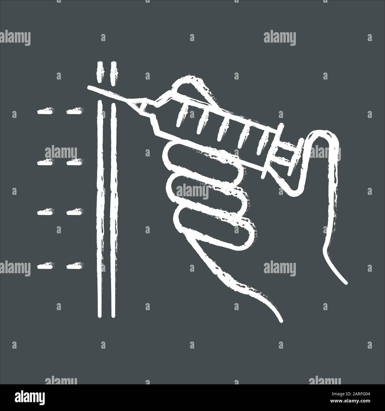Injection chalk icon. Syringe with vaccine. Immunization. Medical ...