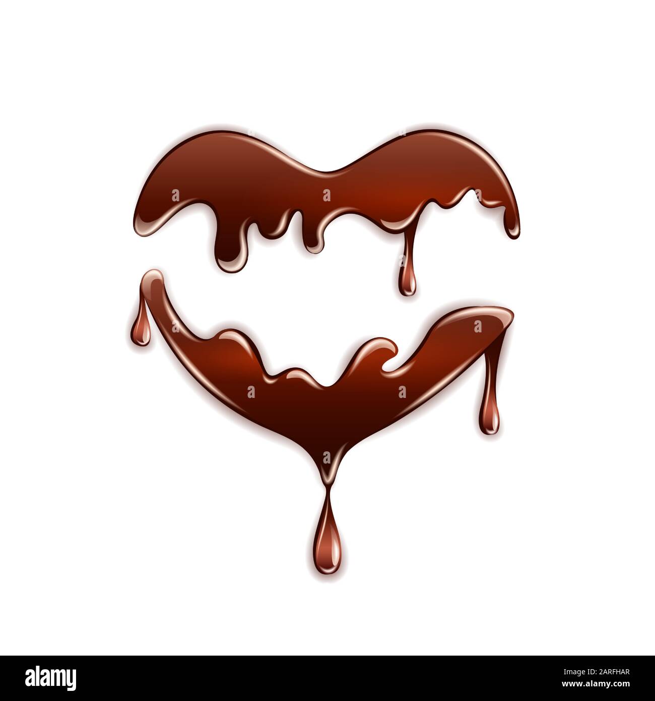 Dark chocolate in the heart shape on white background. Vector