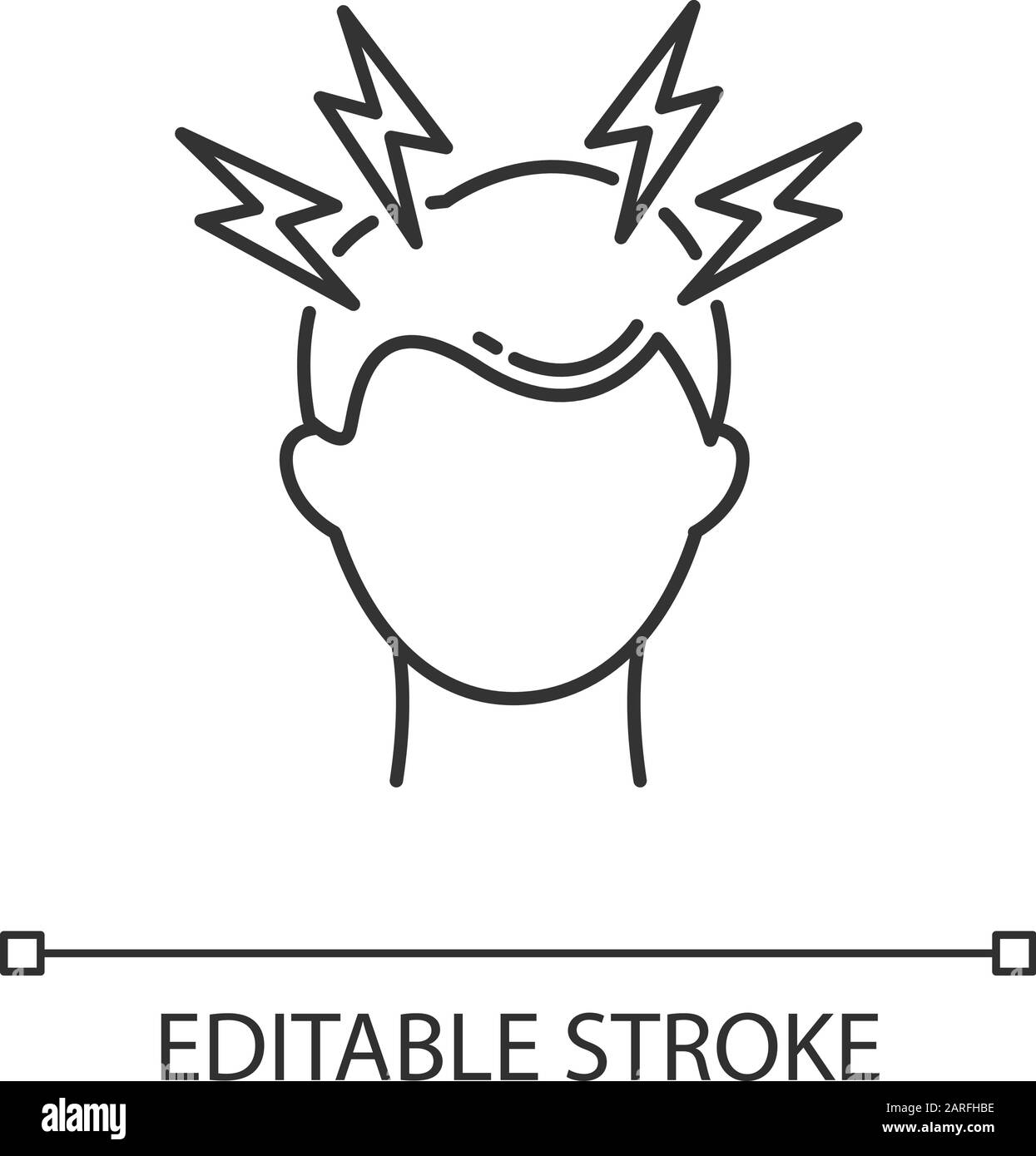 Headache linear icon. Migraine. Common cold symptom. Healthcare