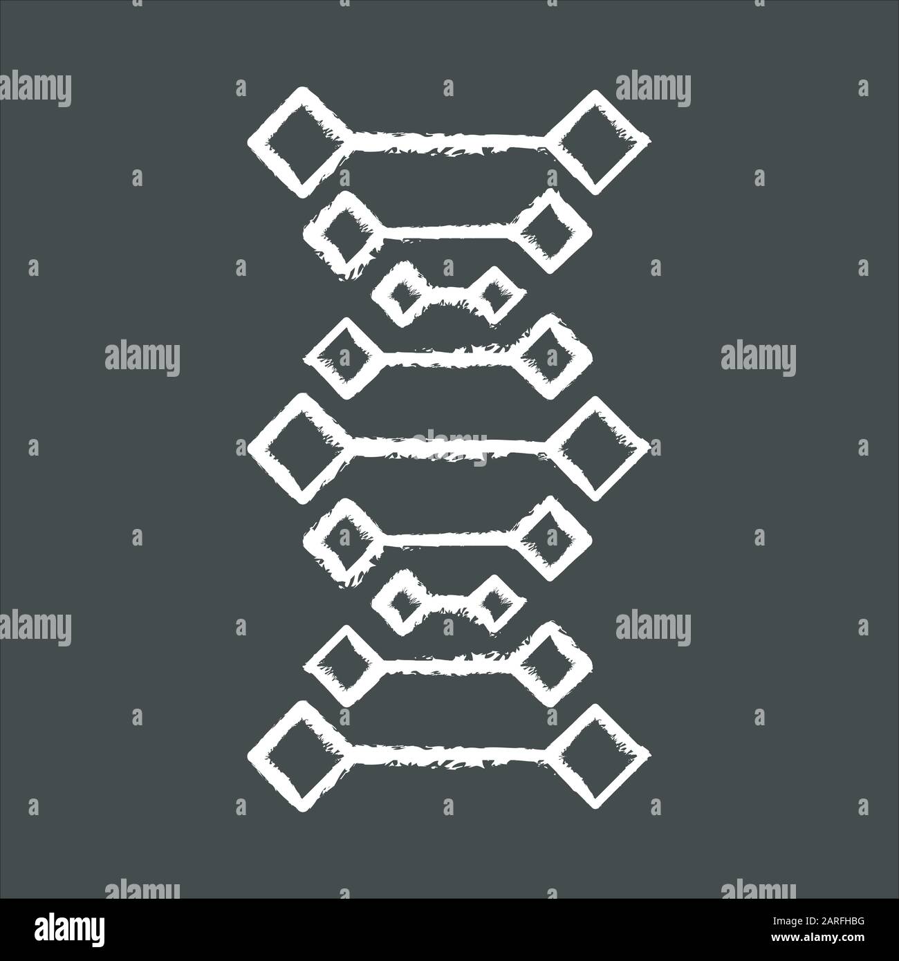 DNA chains chalk icon. Deoxyribonucleic, nucleic acid helix. Spiraling strands. Chromosome. Molecular biology. Genetic code. Genome. Genetics. Medicin Stock Vector