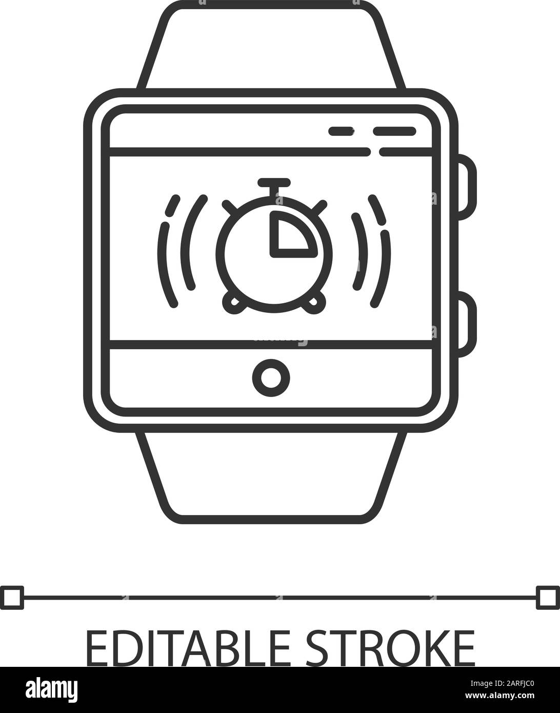 Stopwatch fitness tracker function linear icon. Thin line illustration