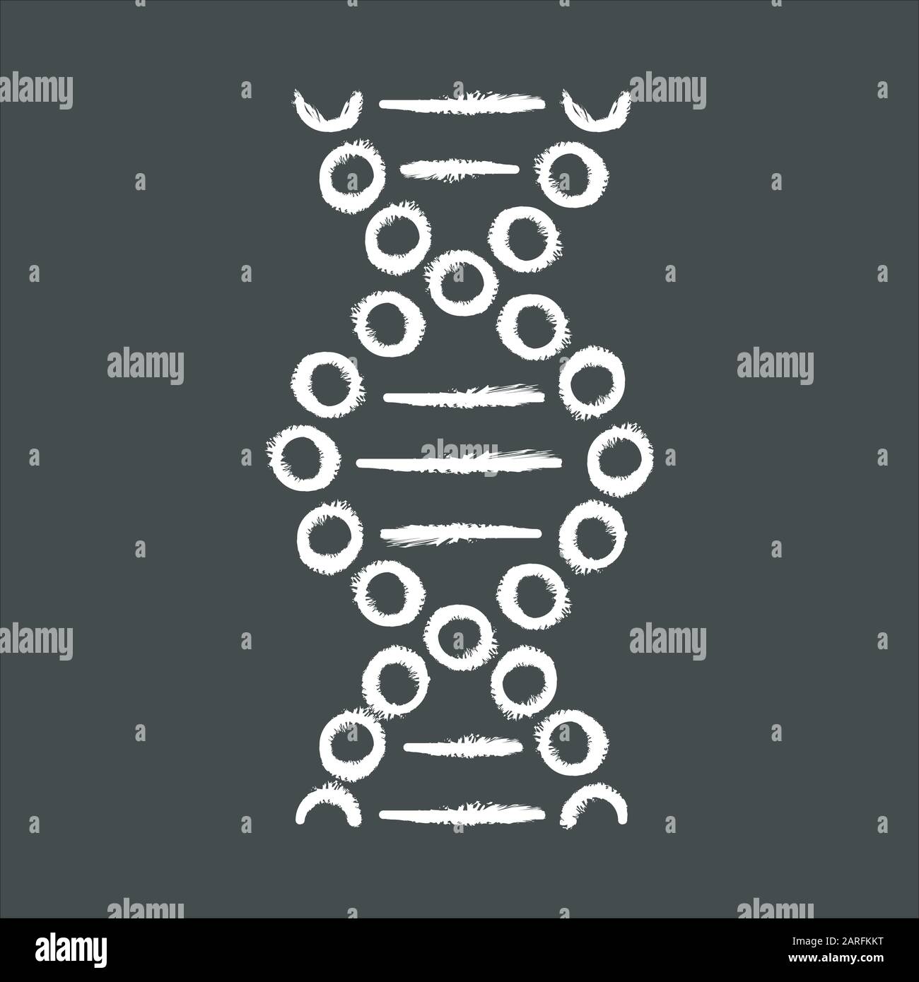 DNA spiral chalk icon. Connected dots, lines. Deoxyribonucleic, nucleic acid helix. Spiraling strands. Chromosome. Molecular biology. Genetic code. Ge Stock Vector