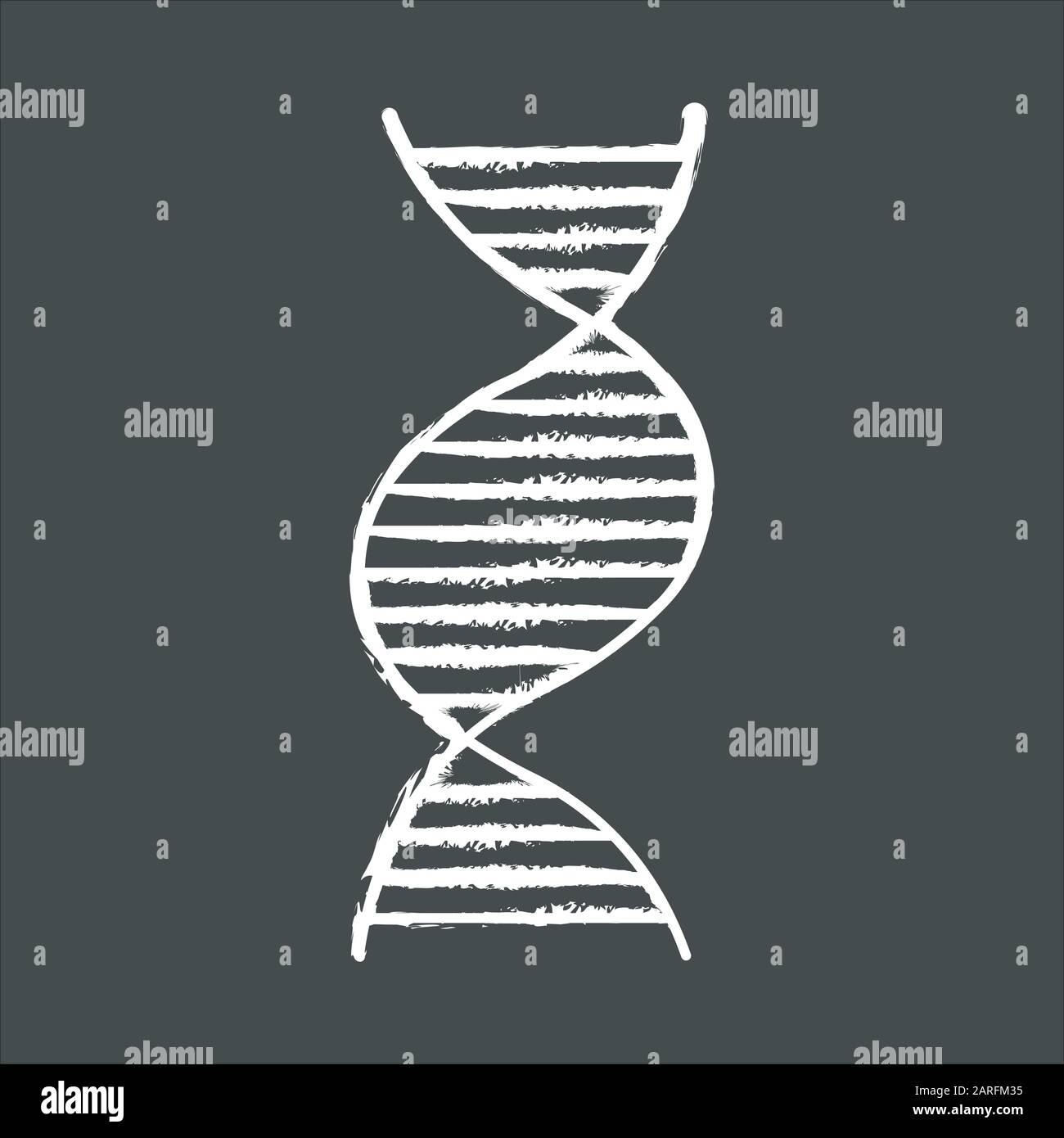 Right-handed DNA helix chalk icon. B-DNA. Deoxyribonucleic, nucleic acid. Spiral strand. Chromosome. Molecular biology. Genetic code. Genome. Genetics Stock Vector