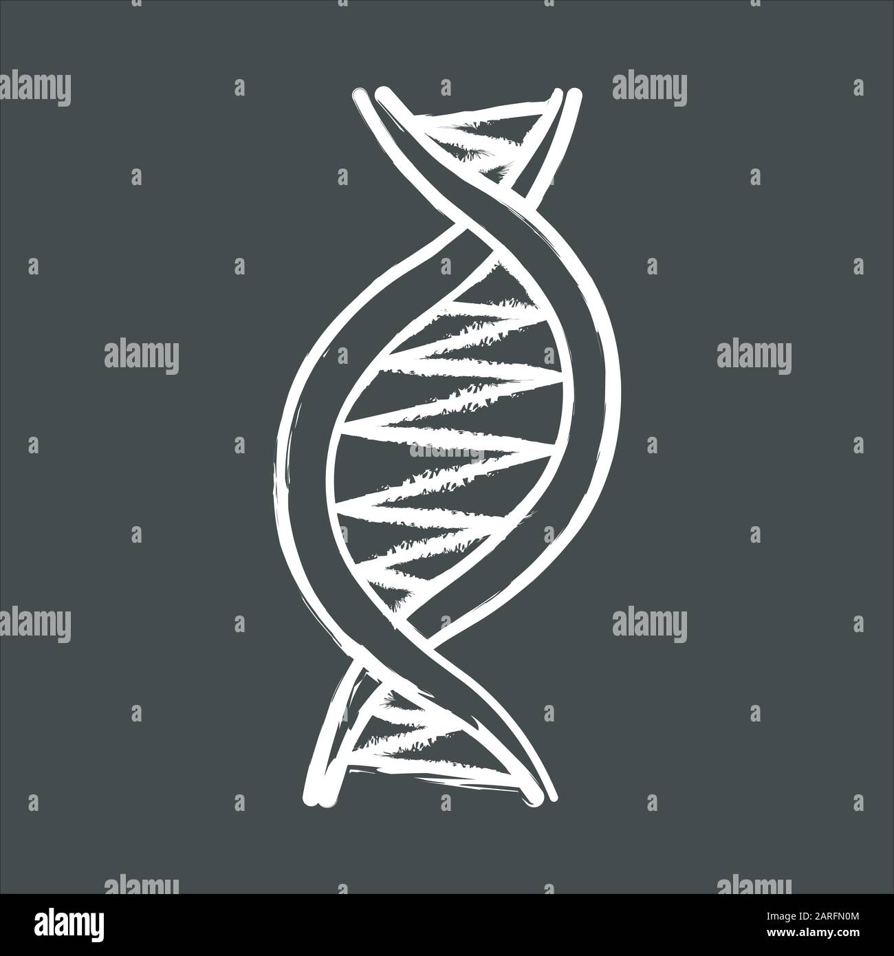 Left-handed DNA helix chalk icon. Z-DNA. Deoxyribonucleic, nucleic acid structure. Spiral strand. Chromosome. Molecular biology. Genetic code. Genome. Stock Vector