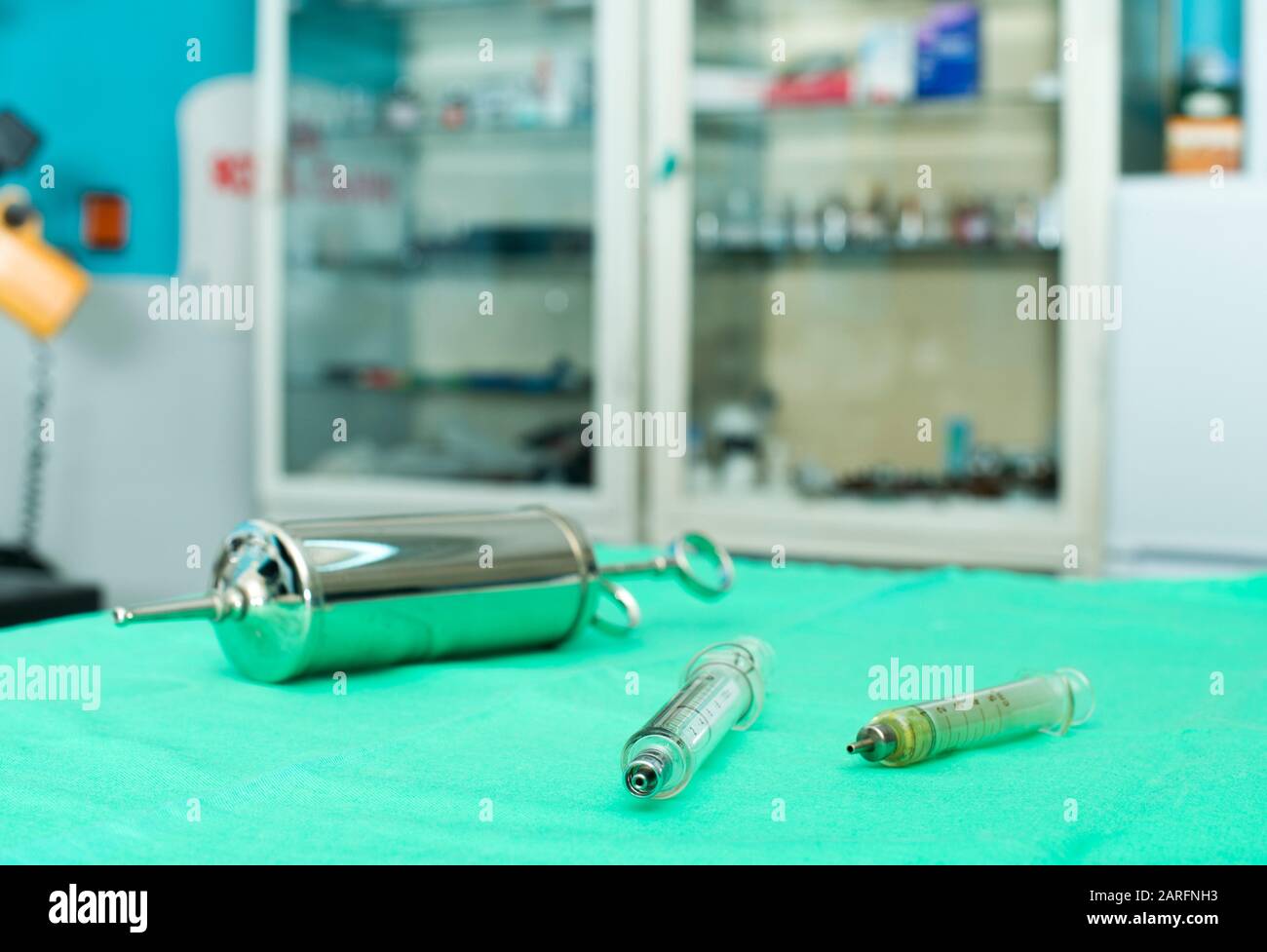 Big Glass syringe. Authentic image Stock Photo Alamy