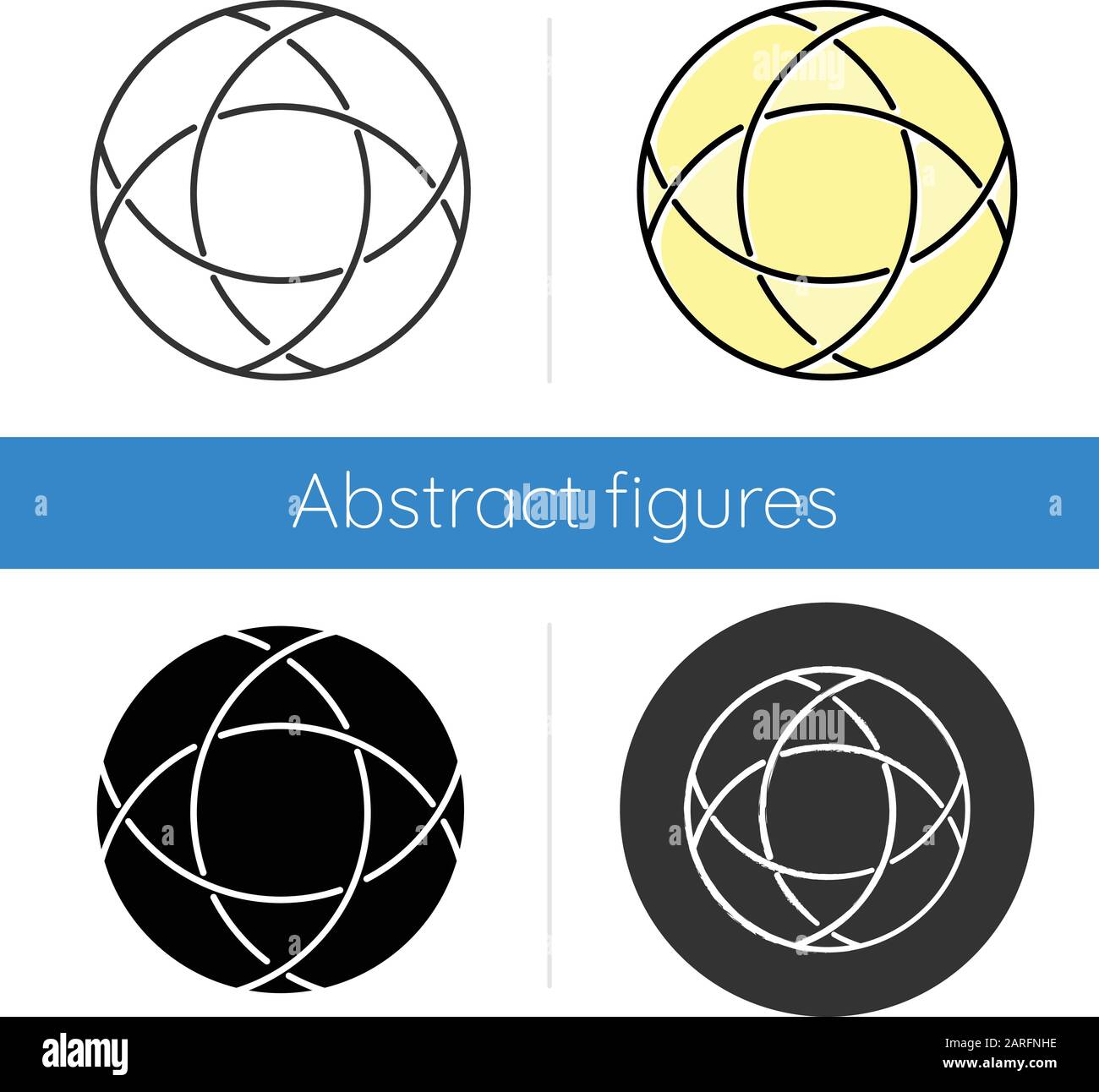 Closed polygonal curve icon. Round geometric figure. Circle crossed