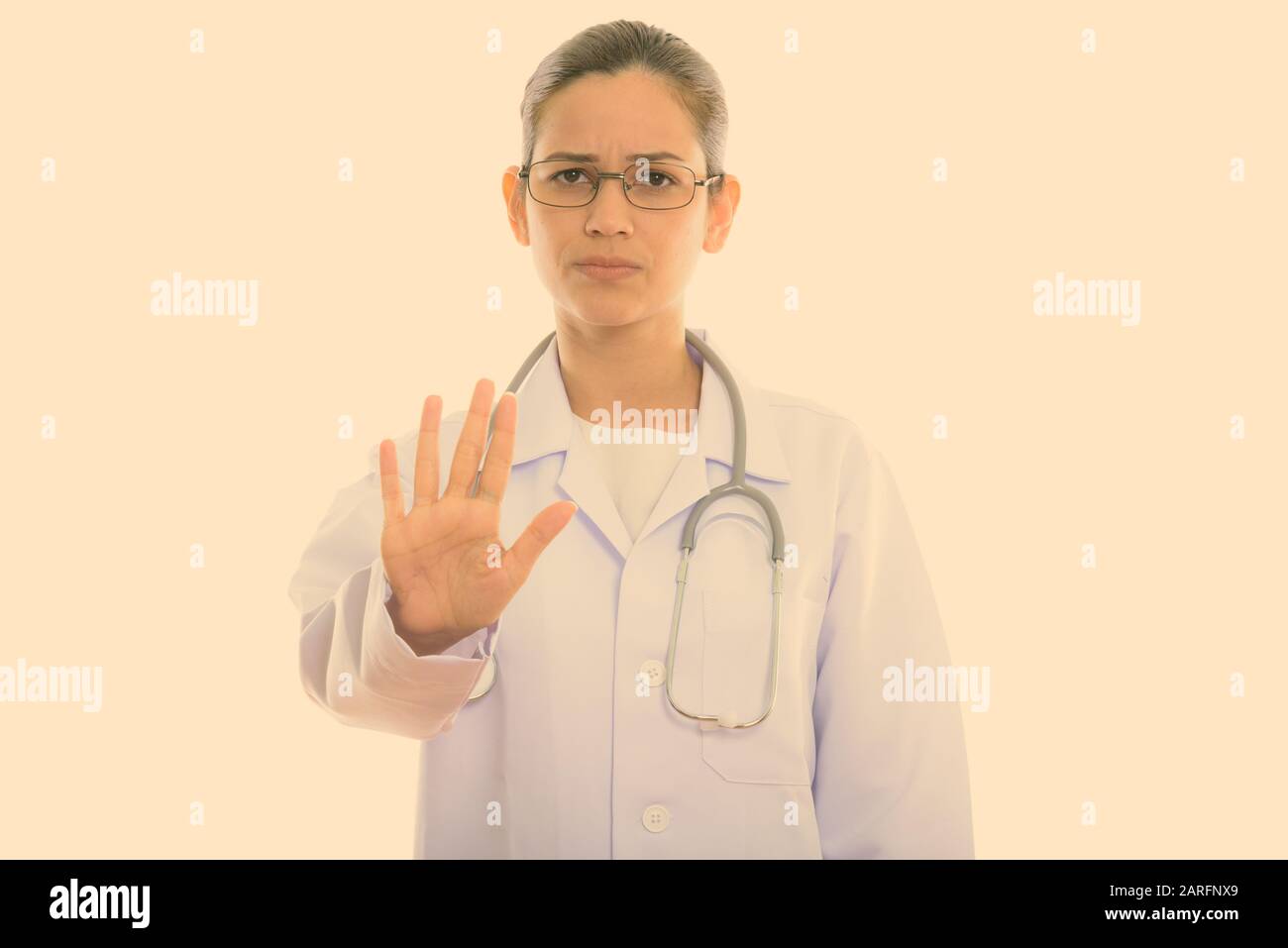Young woman stop sign hand hi-res stock photography and images - Alamy