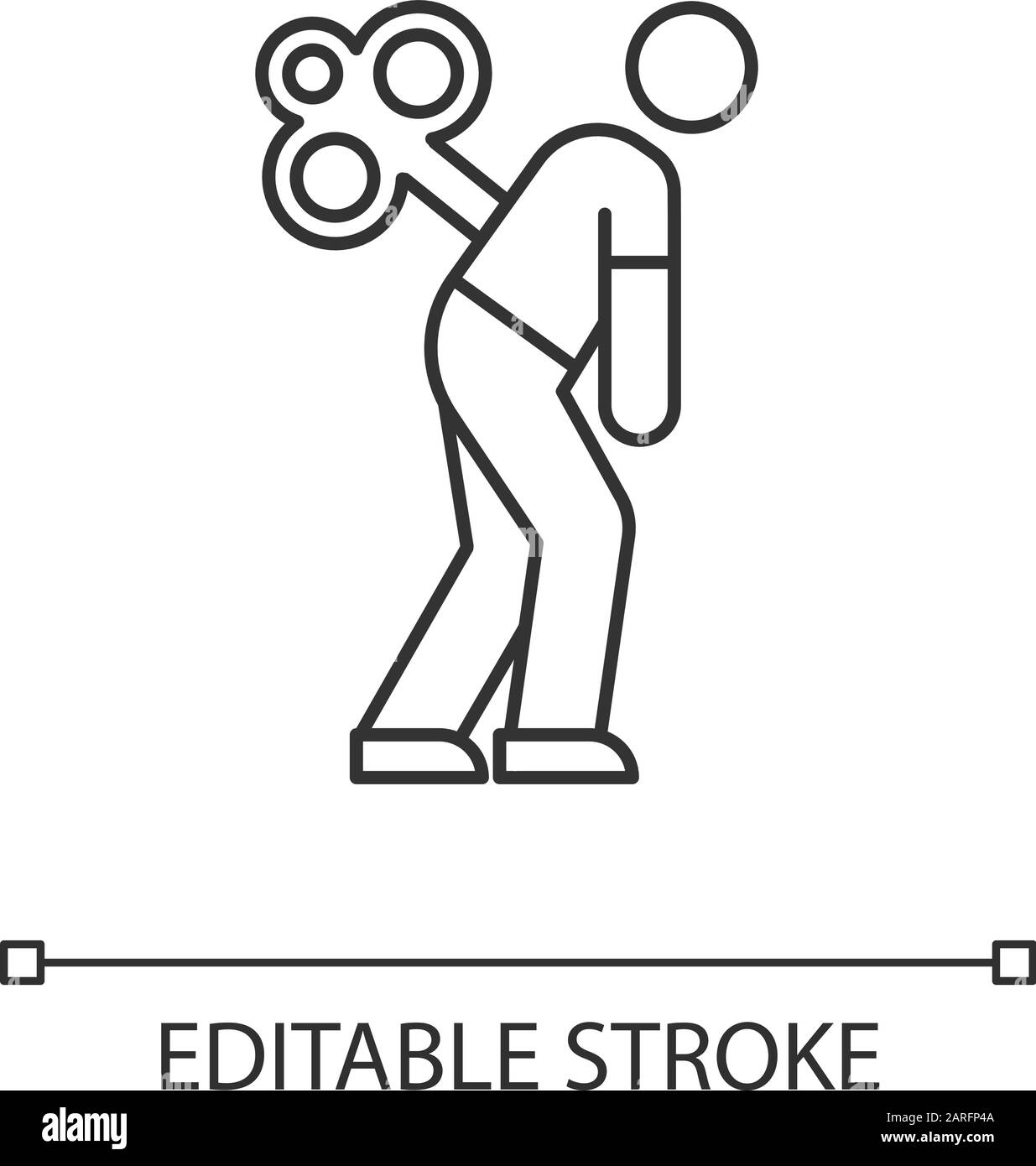 Fatigue linear icon. Overworked person. Common cold symptom. Chronic