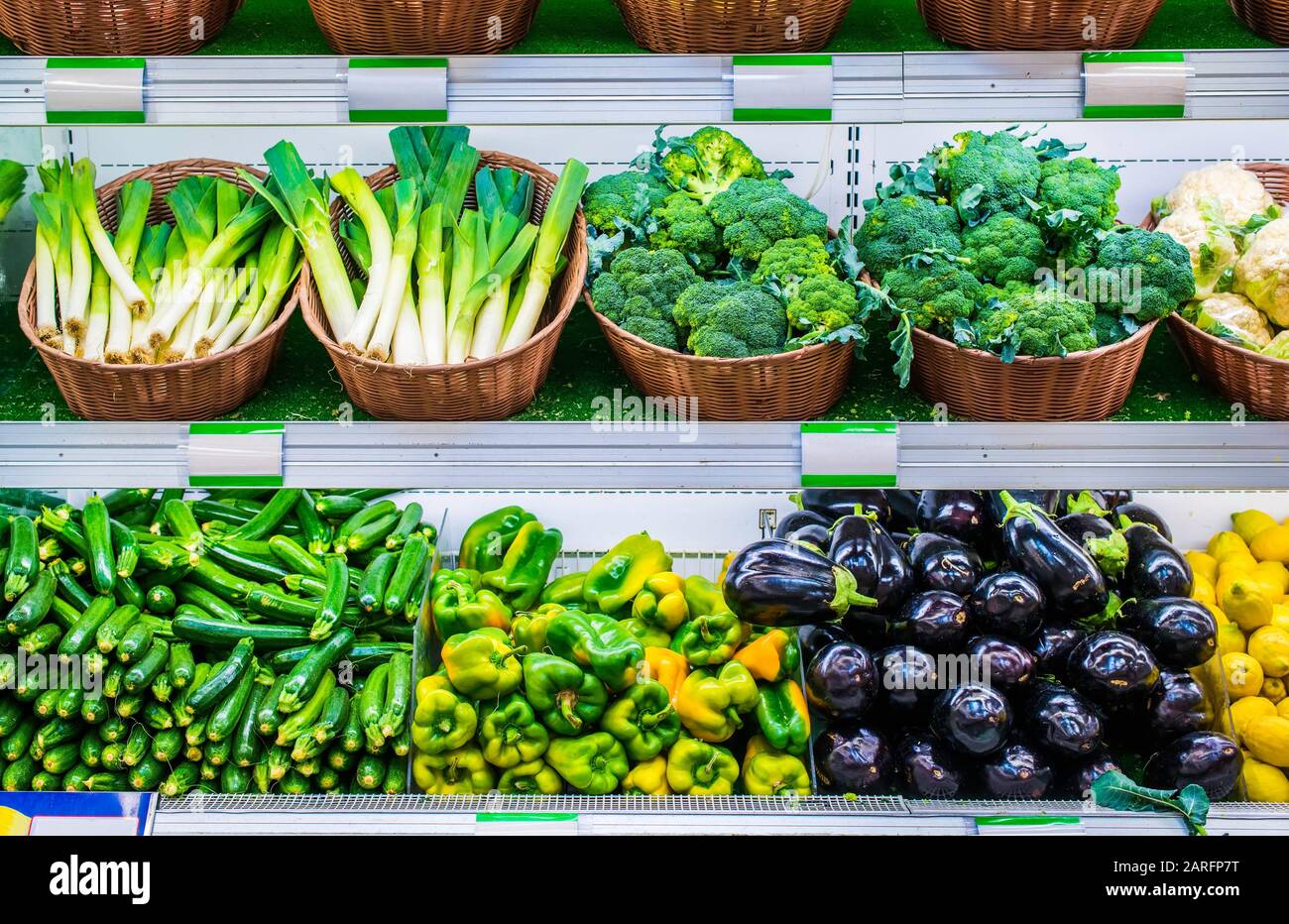 Fruits And Vegetables On A Supermarket Shelf Stock Photo - Alamy