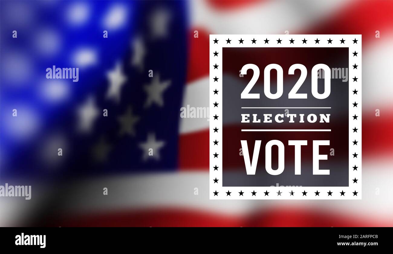 USA presidental election 2020. Vector illustration with american flag on background. Stock Photo