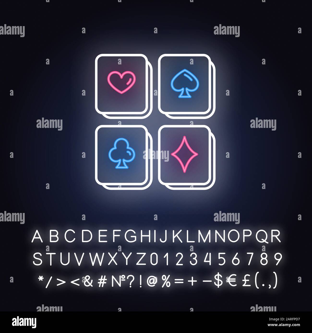 Playing Cards Puzzle Neon Light Icon Logic Game Mental Exercise Challenge Ingenuity Intelligence Test Brain Teaser Glowing Sign With Alphabet Stock Vector Image Art Alamy