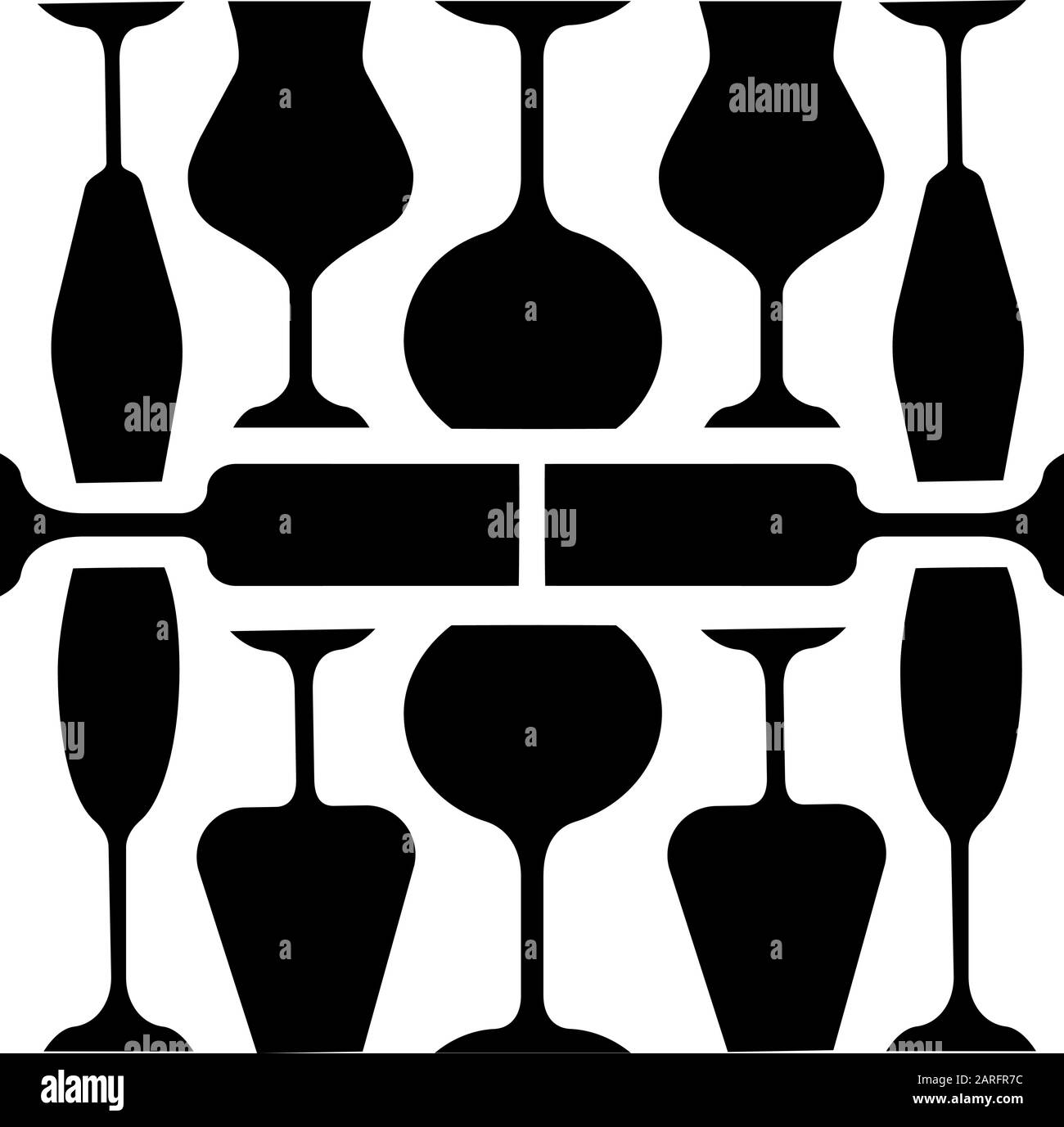 Wineglasses glyph icon. Restaurant service. Alcohol bar. Port and madeira glasses. Alcoholic beverages glassware. Silhouette symbol. Negative space. V Stock Vector