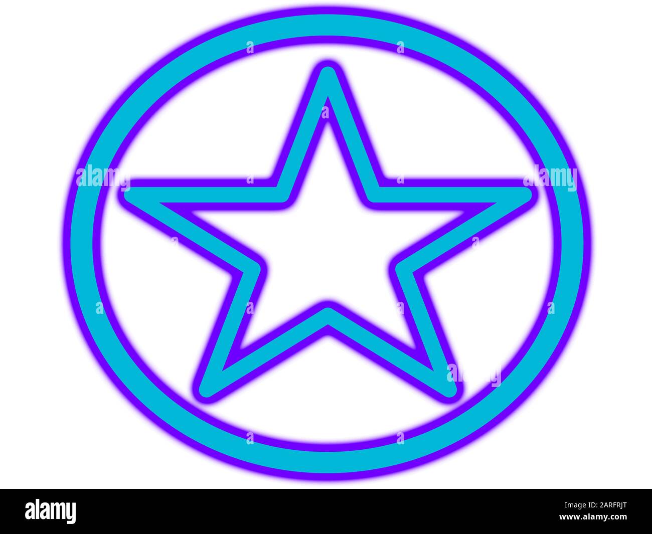 Blue and Purple pentagram pentacle wiccan symbol Stock Photo