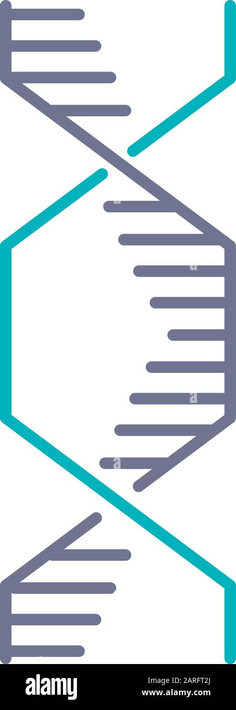 Hexagonal DNA helix violet and turquoise color icon. Deoxyribonucleic ...