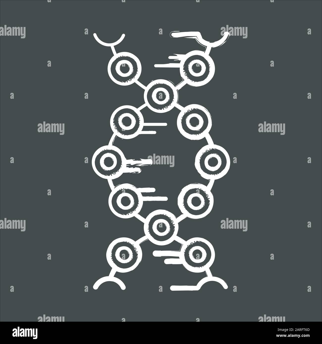 DNA strands chalk icon. Connected circles, lines. Deoxyribonucleic, nucleic acid helix. Chromosome. Molecular biology. Genetic code. Genome. Genetics. Stock Vector
