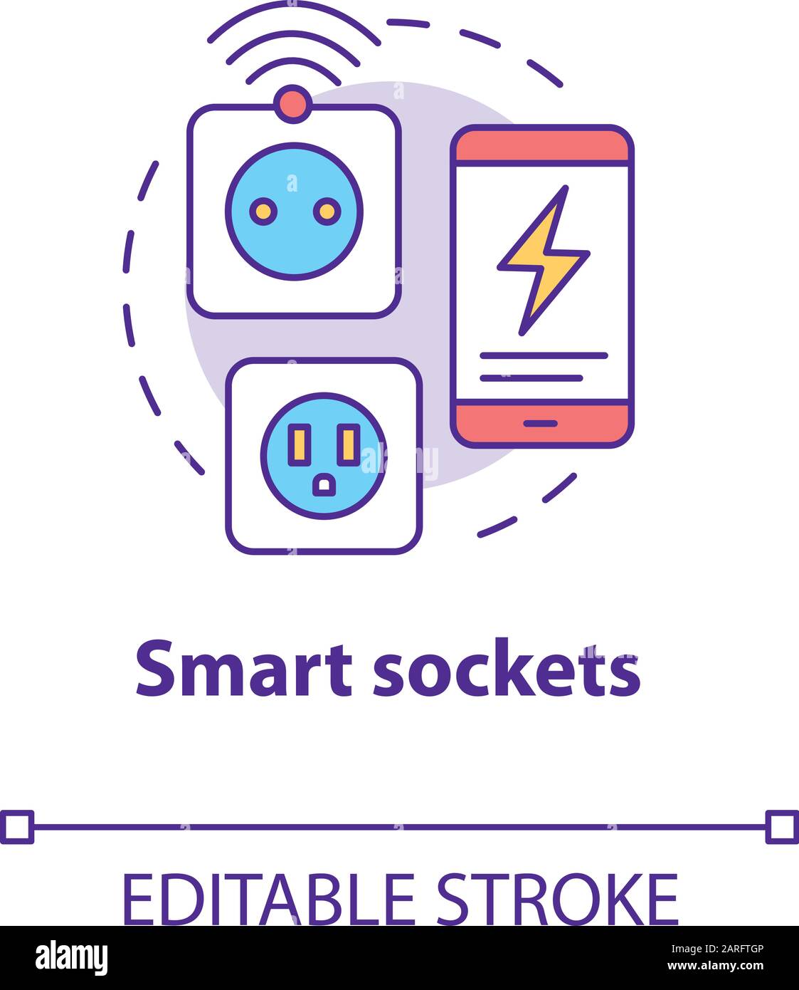 Smart sockets concept icon. Modern house idea thin line illustration
