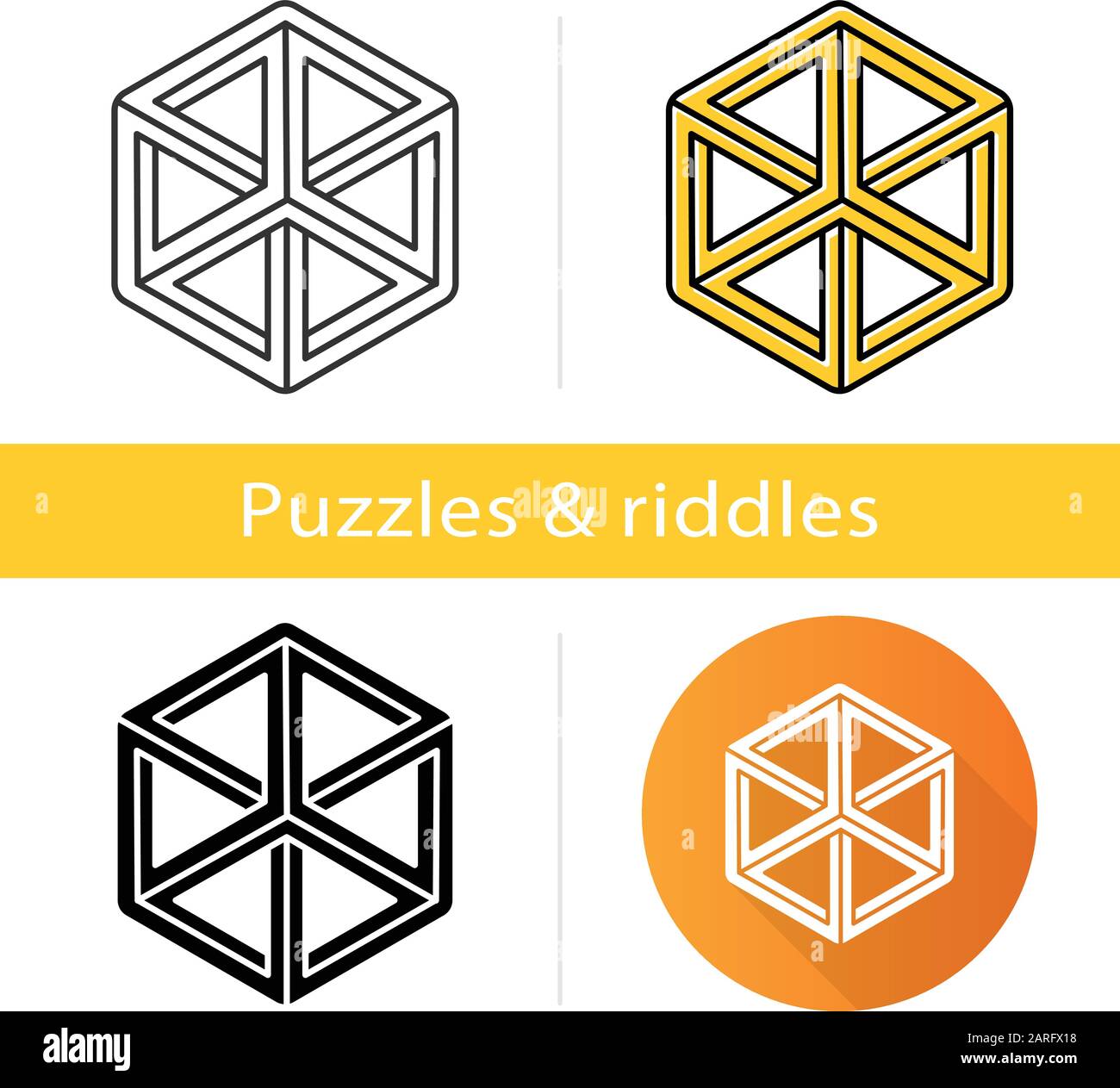 Optical illusion puzzle icon. Paradox. Mental exercise. Ingenuity