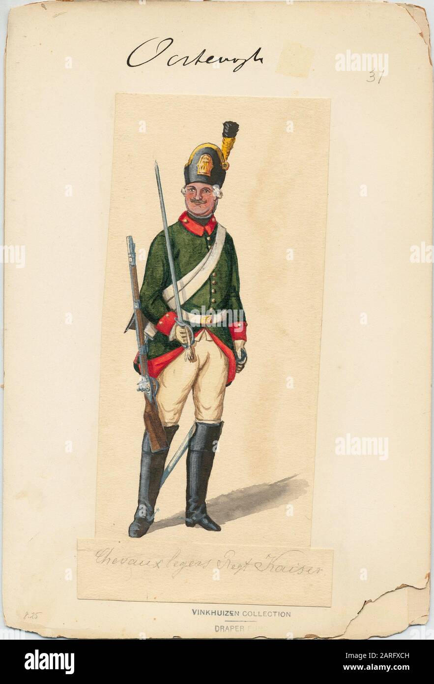 Chevaux legers Regt. Kaiser. Vinkhuijzen, Hendrik Jacobus (Collector). The Vinkhuijzen collection of military uniforms Austria Austria, 1770-1790. Stock Photo