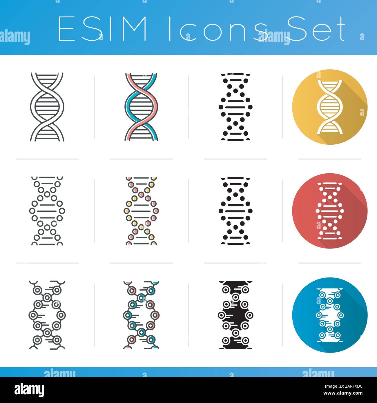 DNA helix icons set. Deoxyribonucleic, nucleic acid structure ...