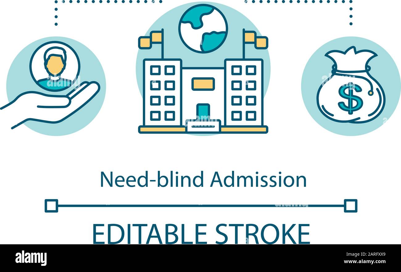 Need blind admission concept icon. University tuition. Grants for