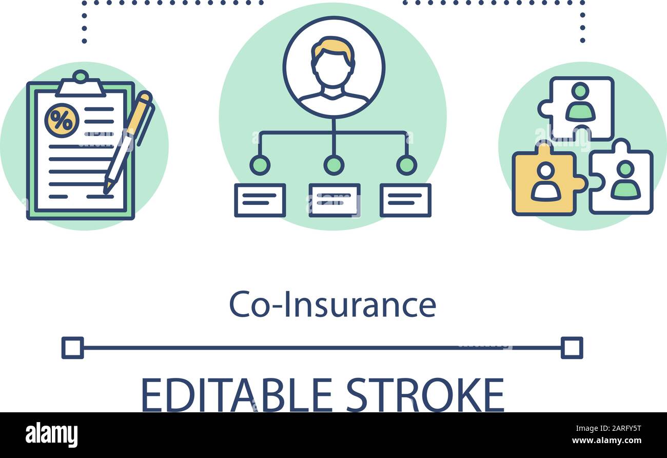 Co-insurance concept icon. Split responsibility. Joint companies. Legal ...