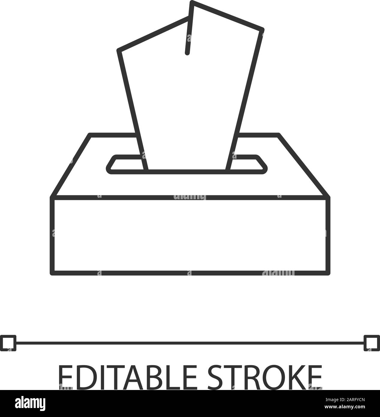Disposable wipes linear icon. Box with tissues. Toilet paper in stack ...