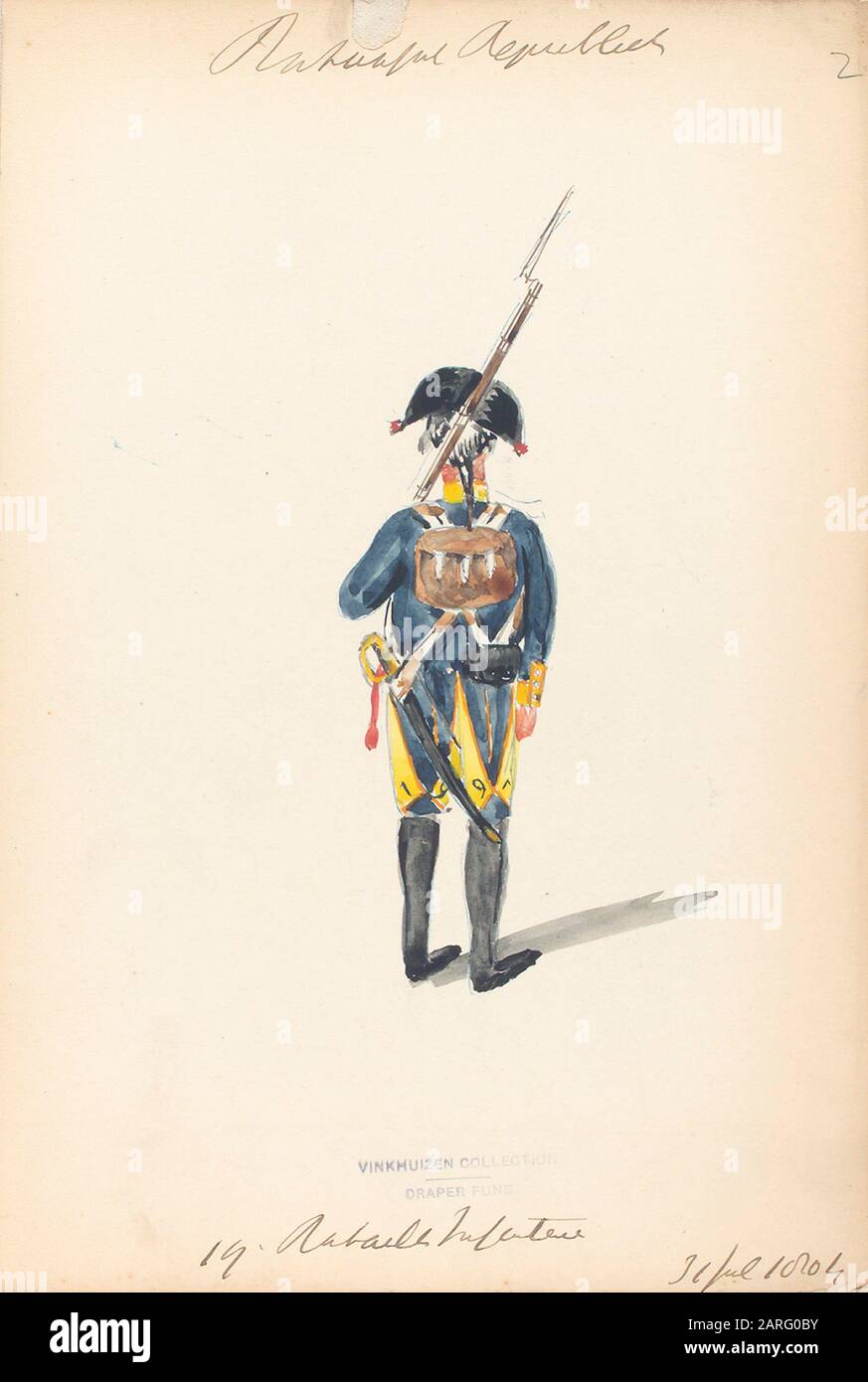 Bataafsche Republiek. 19 Bataillon Infanterie. 31 Juli, 1804. Vinkhuijzen,  Hendrik Jacobus (Collector). The Vinkhuijzen collection of military Stock  Photo - Alamy
