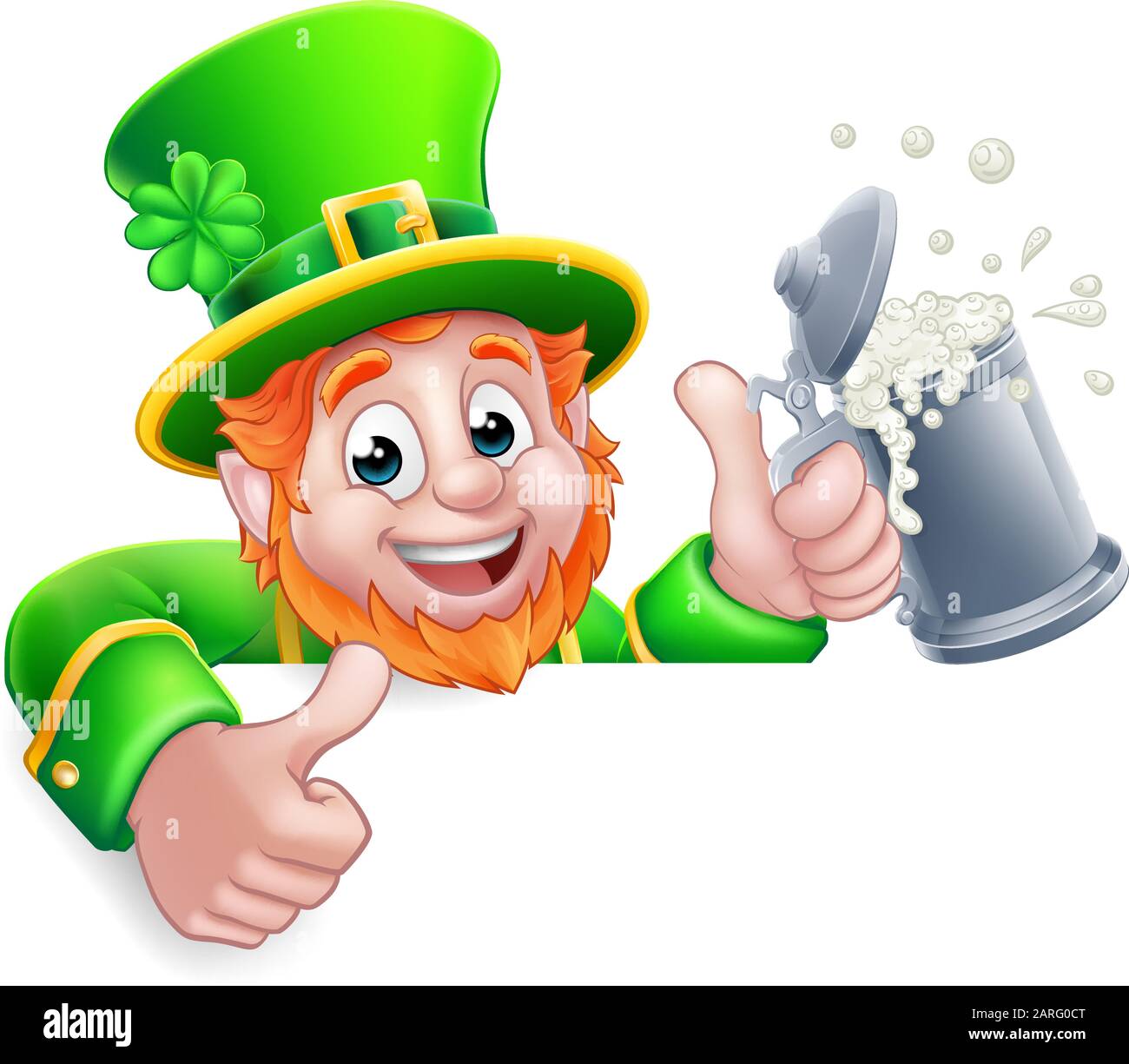 Leprechaun St Patricks Day Cartoon Drink Sign Stock Vector
