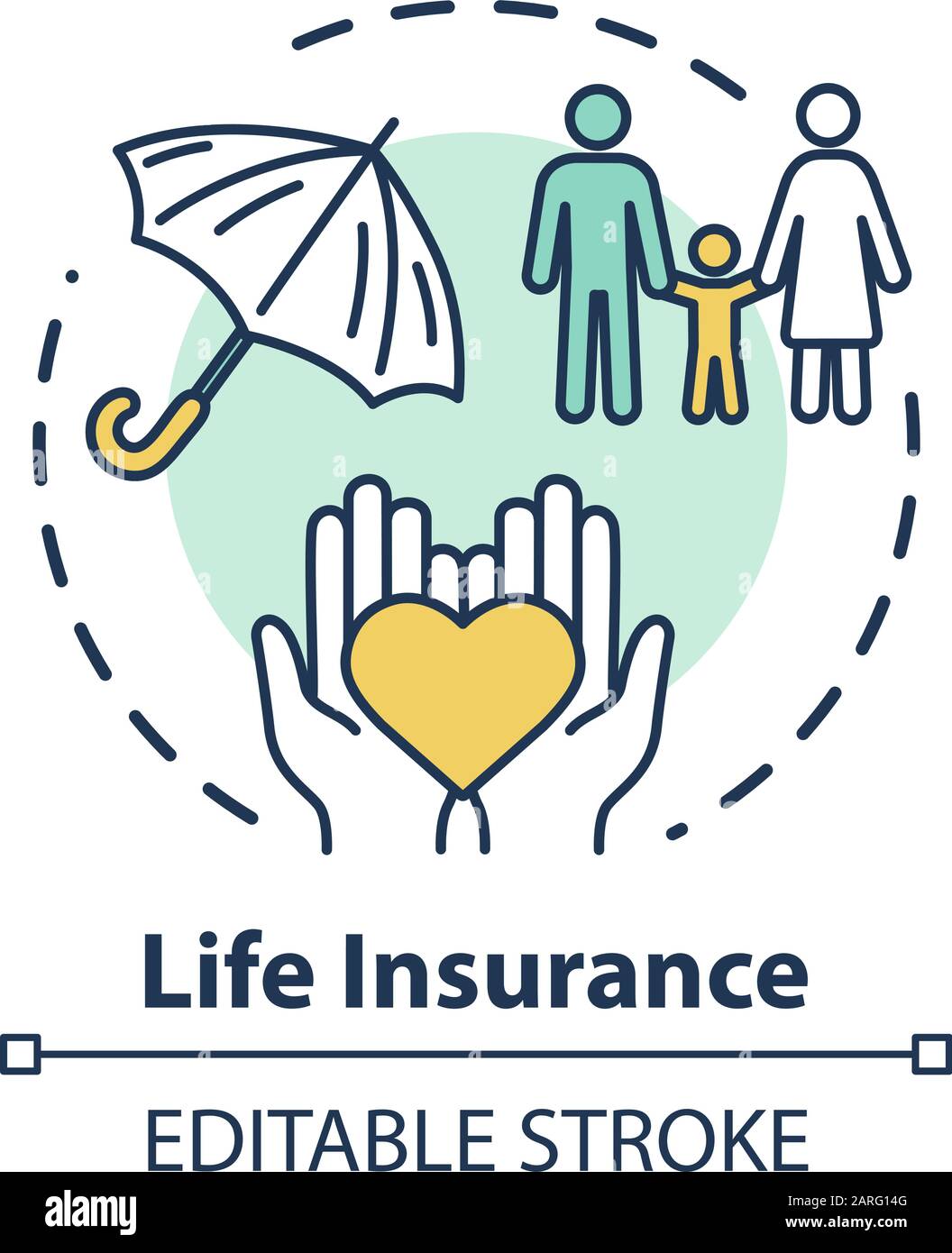 Life insurance concept icon. Parent healthcare investment for child