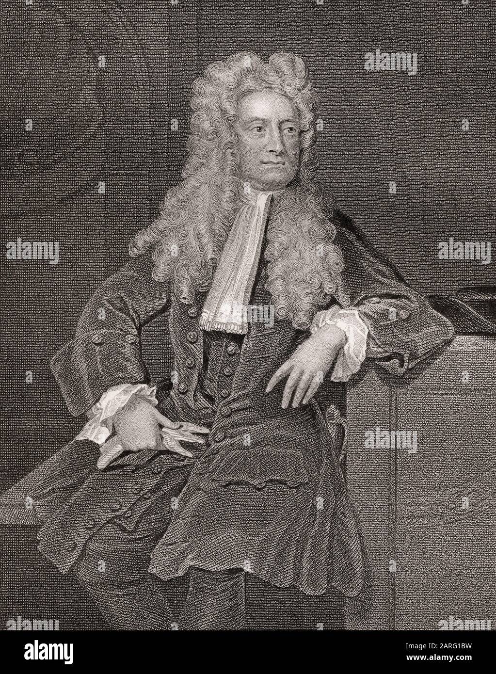 Sir Isaac Newton, 1642-1726, an English physicist and mathematician Stock Photo