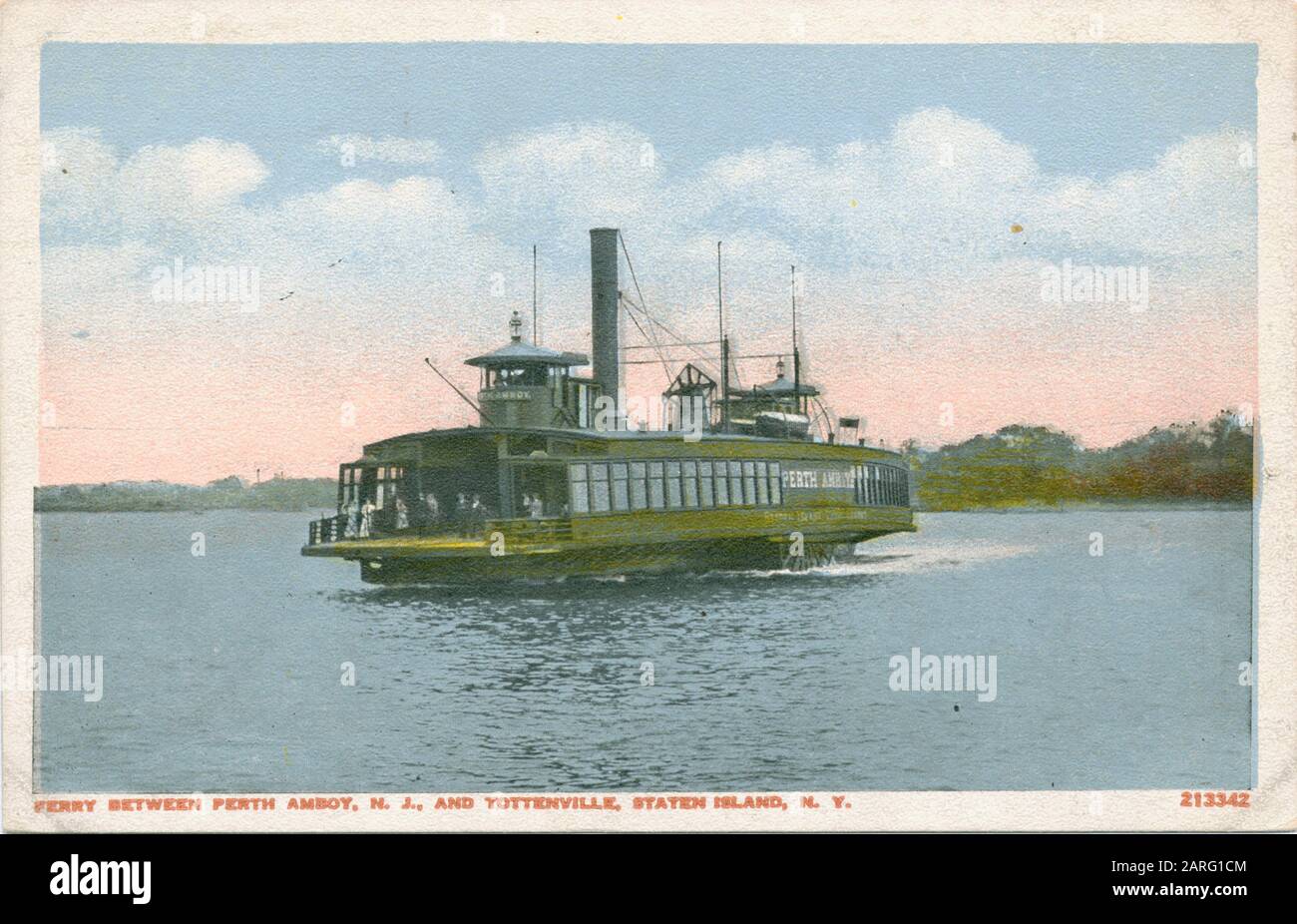 Ferry between Perth Amboy, N.J., and Tottenville, Staten Island, N.Y. [old green ferry on water