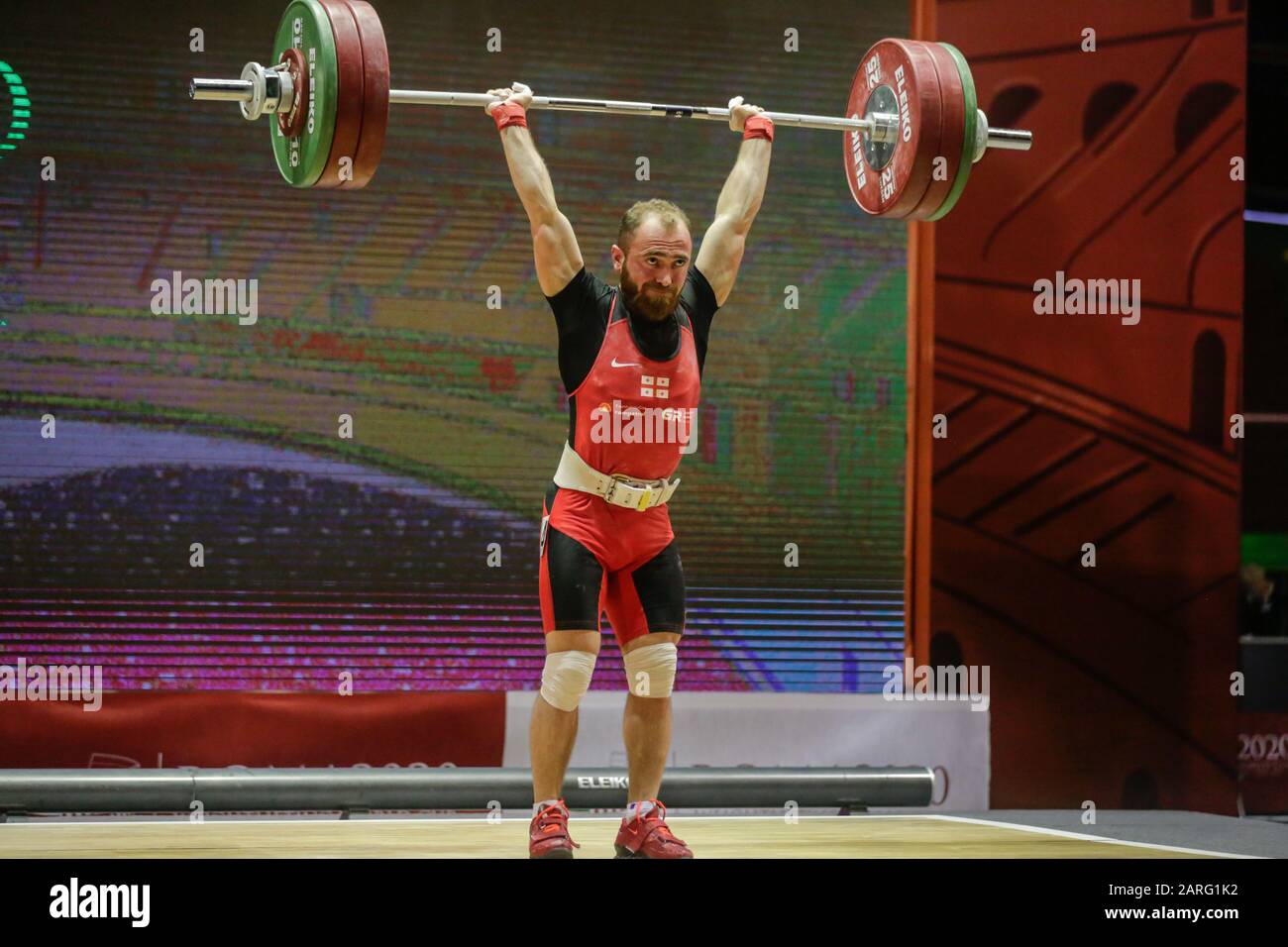 Rome, Italy. 28th Jan, 2020. chkheidze goga (geo) - 67 kg category during IWF Weightlifting World Cup 2020, Weightlifting in Rome, Italy, January 28 2020 Credit: Independent Photo Agency/Alamy Live News Stock Photo